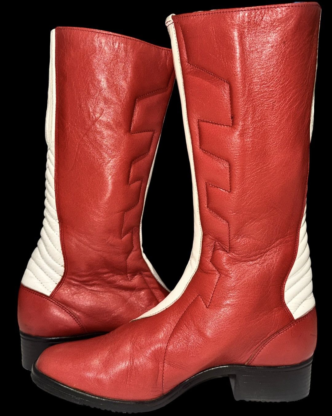 Other Vintage Red White Leather Moto Boots Biker Boots Size US 9 / IT 39 - 3 Thumbnail