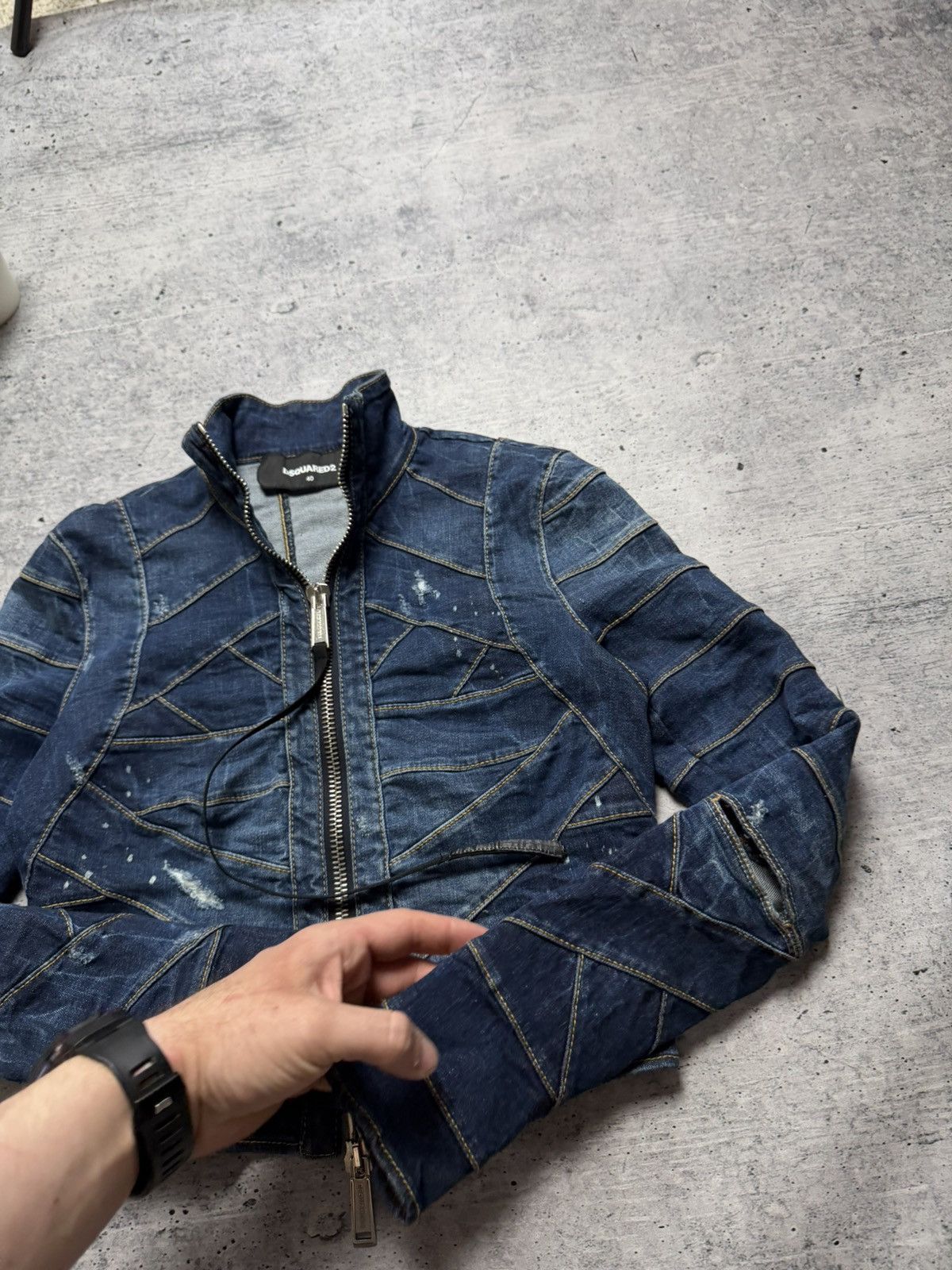 Dsquared2 Dsquared2 Disstresed Striped Lines Archive Denim Jacket Size S / US 4 / IT 40 - 4 Thumbnail
