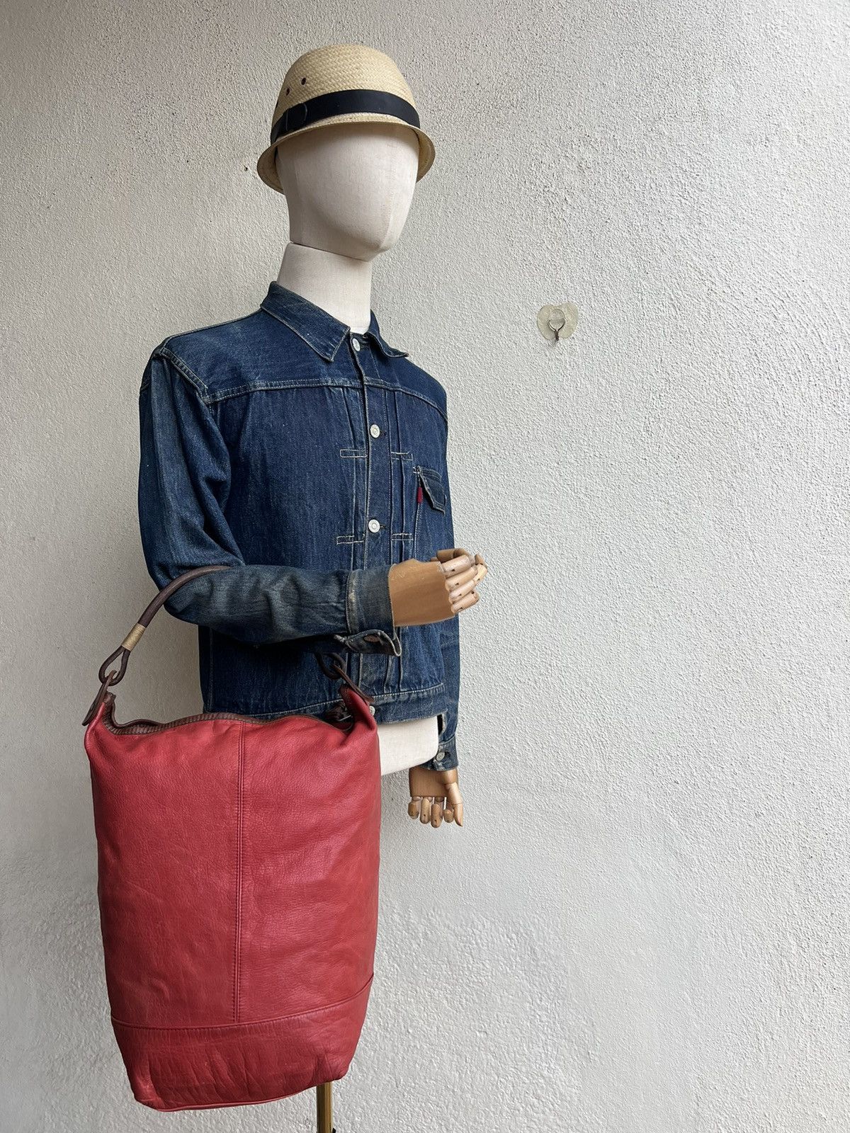 Leather Vintage CREAM Japan Fade Patina Leather Bag Japan Size ONE SIZE - 6 Thumbnail