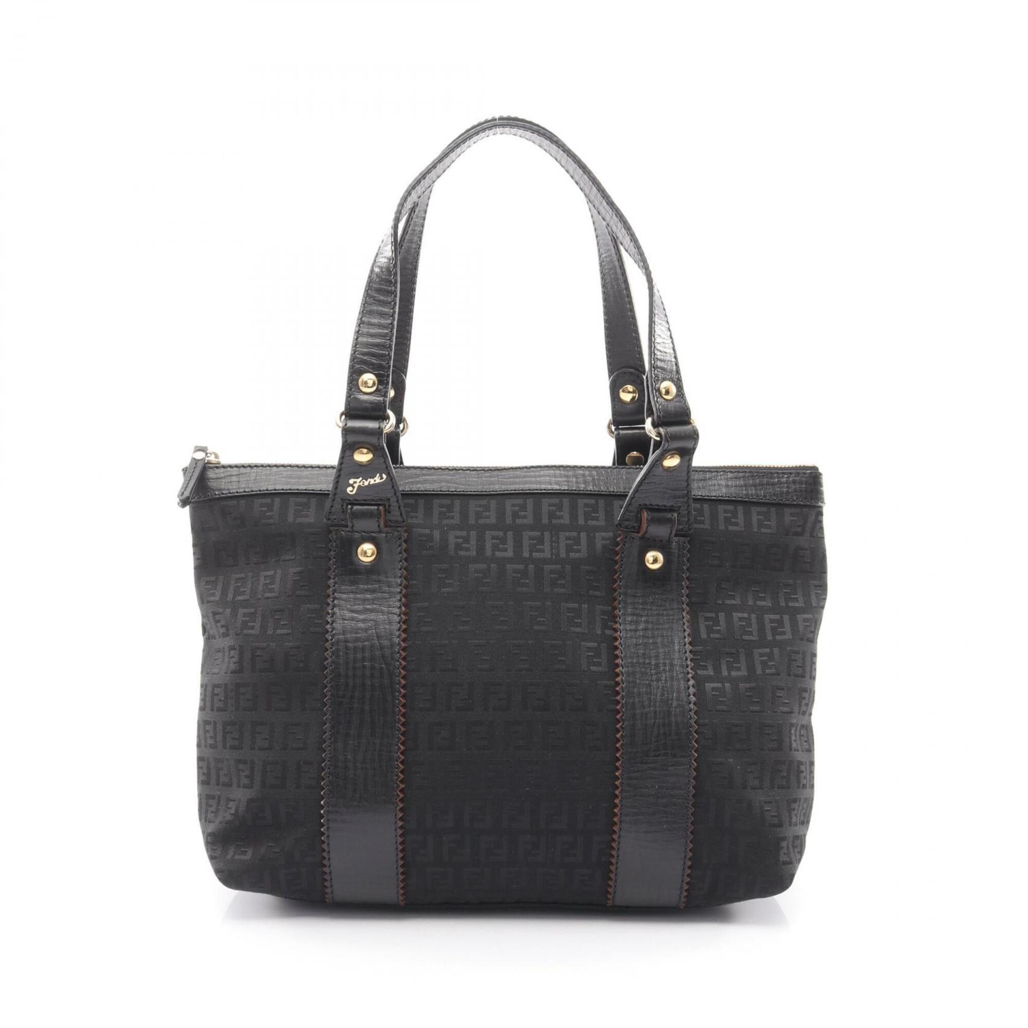 Fendi Fendi Zucchino Tote Bag Handbag Canvas Leather Women's Black Size ONE SIZE - 1 Thumbnail