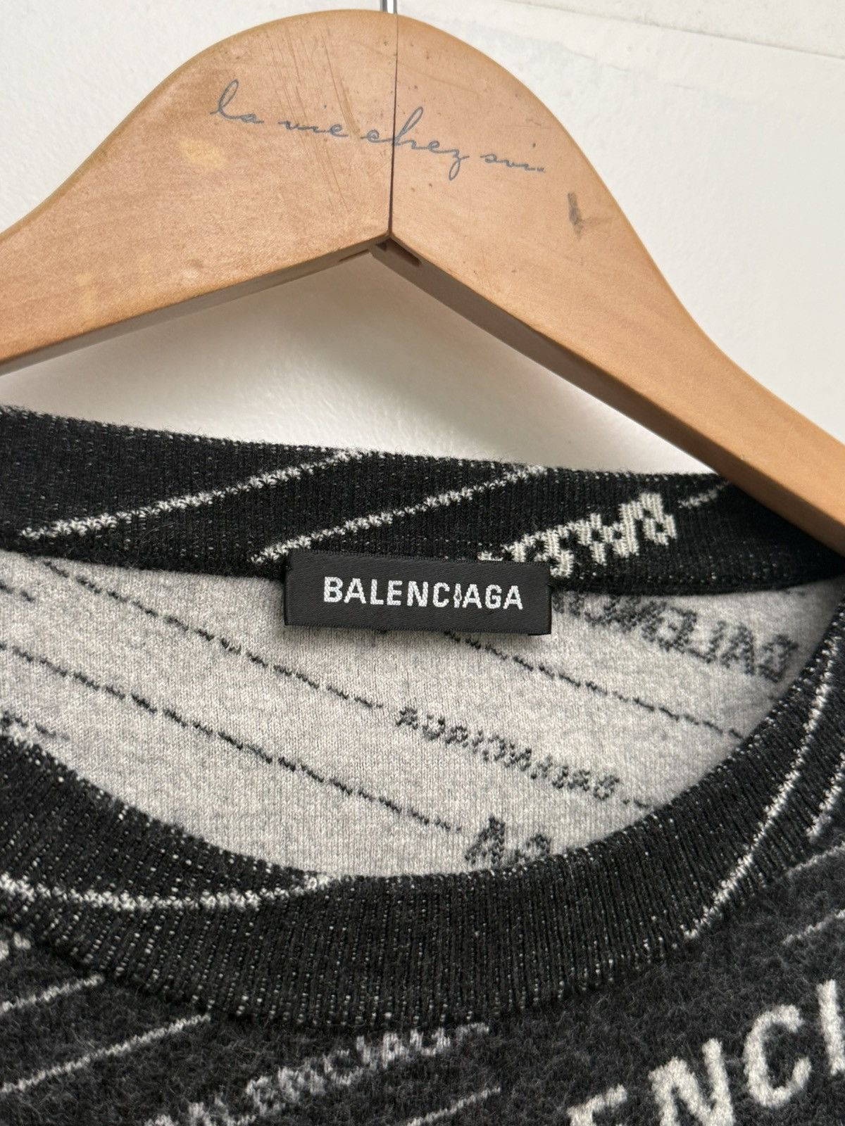 Balenciaga Balenciaga 2018 All Over Logo Wool Sweater Size US XL / EU 56 / 4 - 3 Thumbnail