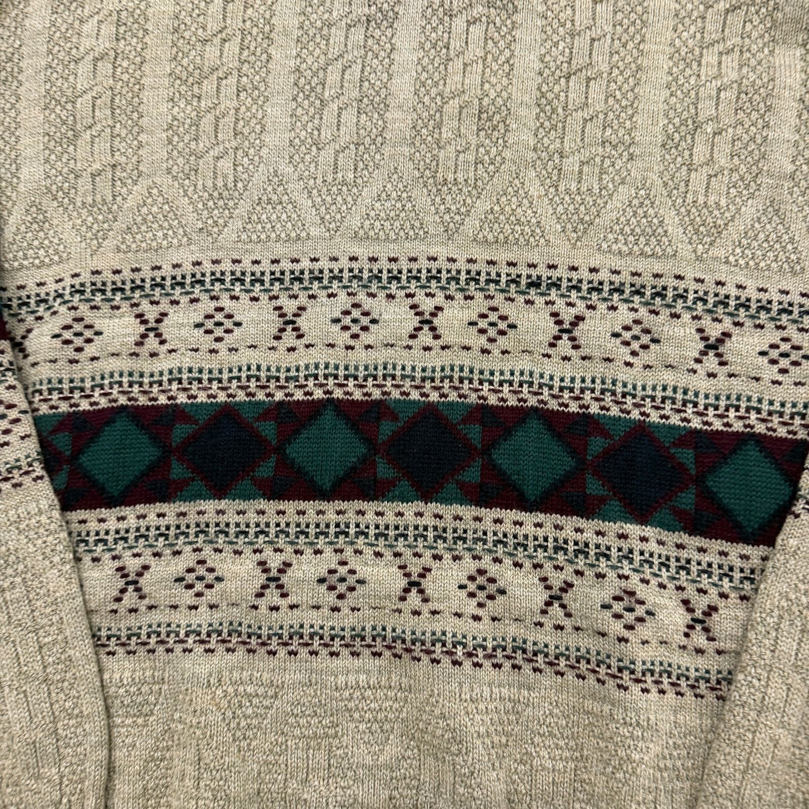 Vintage Vintage Jantzen Sweater Men's Large Beige Geometric Aztec Size US L / EU 52-54 / 3 - 3 Thumbnail