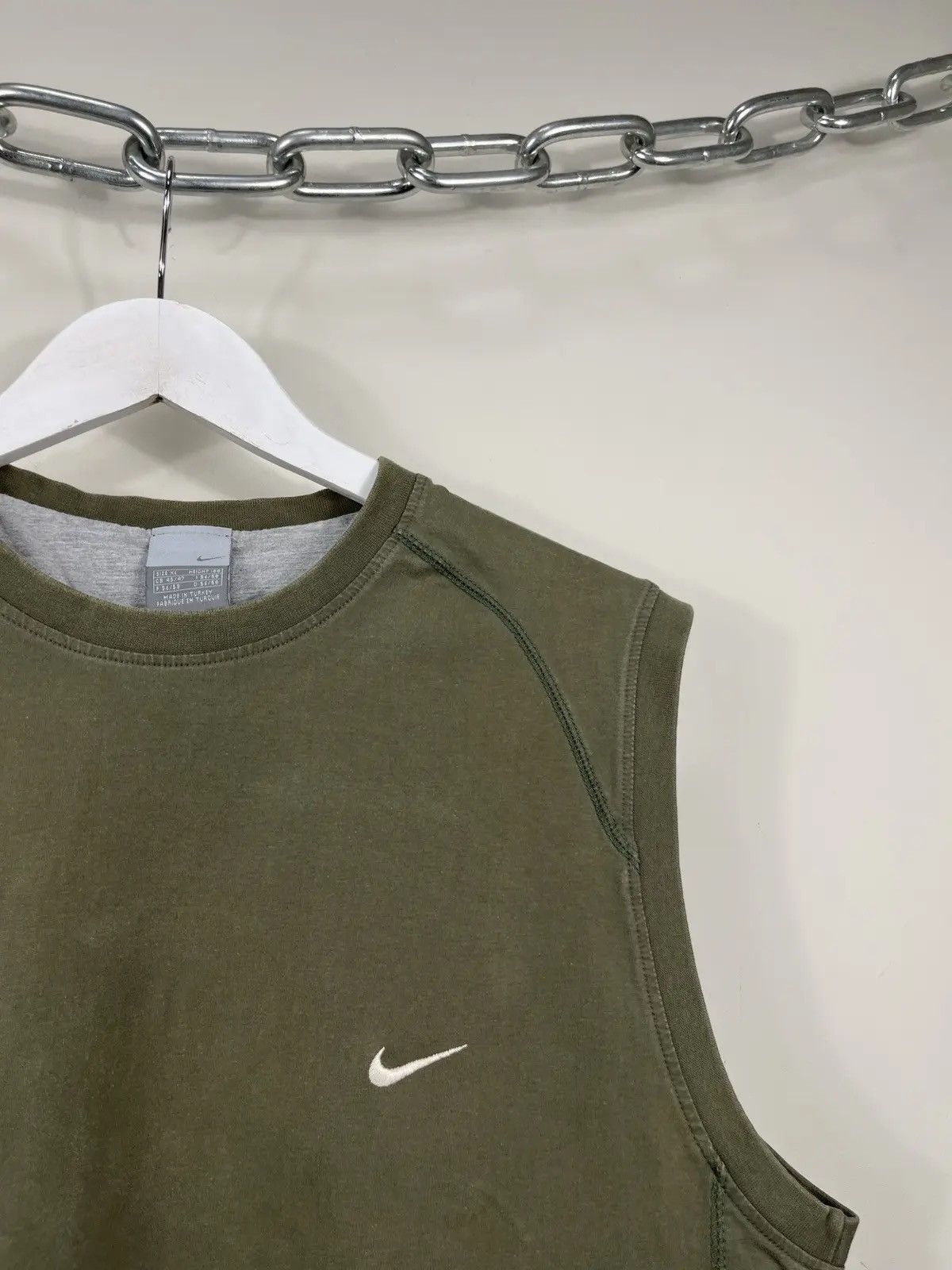 Nike × Vintage Vintage Nike Y2K Khaki Swoosh Baggy Hype Tank Top Jersey Size US XL / EU 56 / 4 - 3 Thumbnail