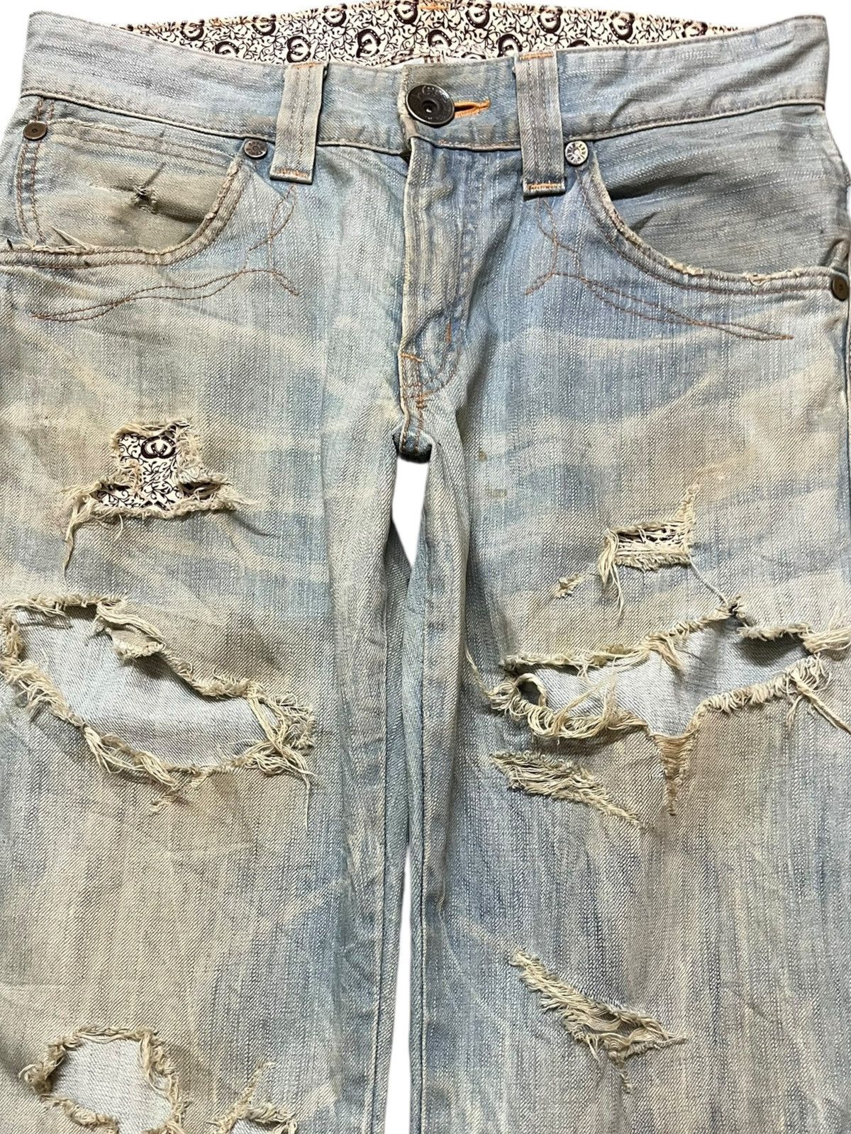 Edwin Vintage Edwin 503 Blue Trip Faded Mudwash Ripped Denim Size US 31 - 2 Thumbnail
