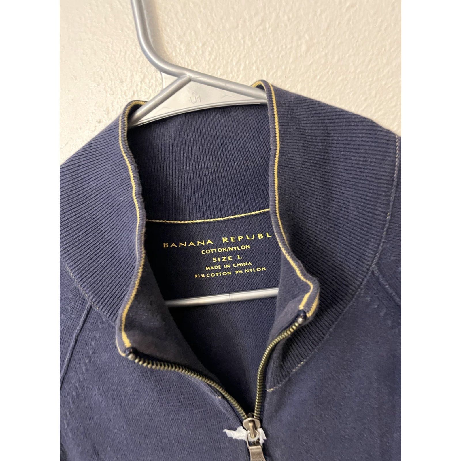 Banana Republic Banana Republic Sweater Mens Large Blue W/Yellow Stripe Full Zip Knit Cotton Size US L / EU 52-54 / 3 - 3 Thumbnail