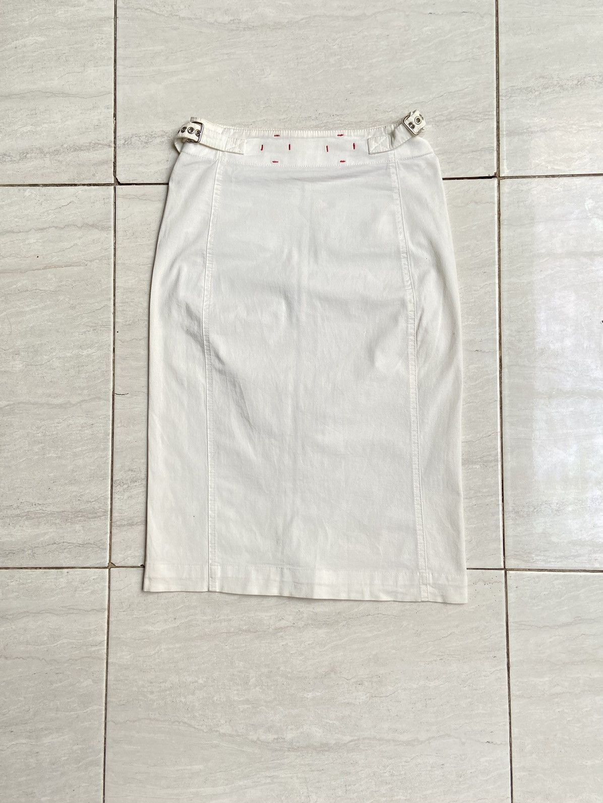 Prada PRADA White Midi Skirt Size 23" - 7 Thumbnail