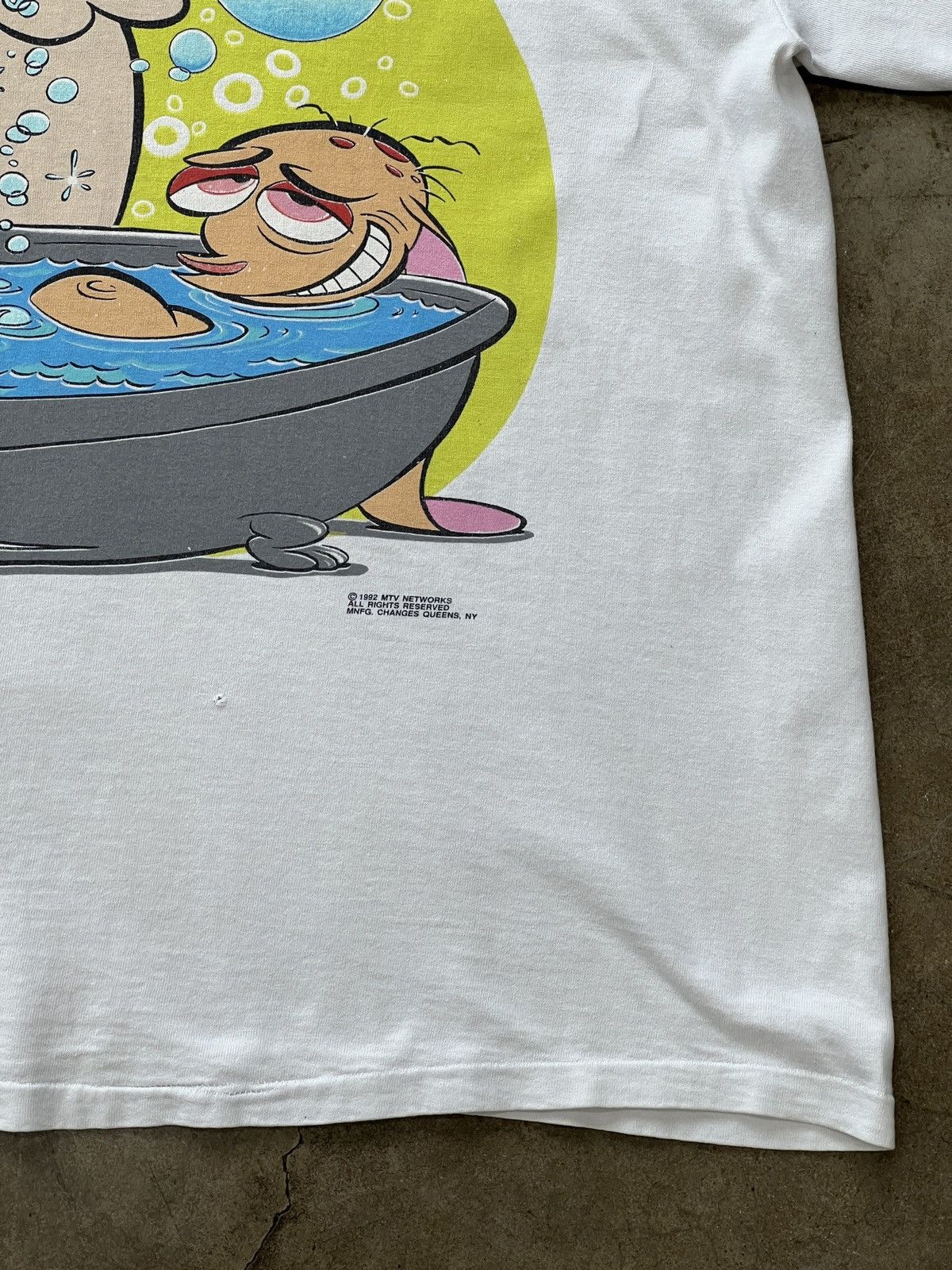 Nickelodeon × Vintage Vintage 1992 The Ren and Stimpy Bathtub Single Stitch Tee XL Size US XL / EU 56 / 4 - 6 Thumbnail