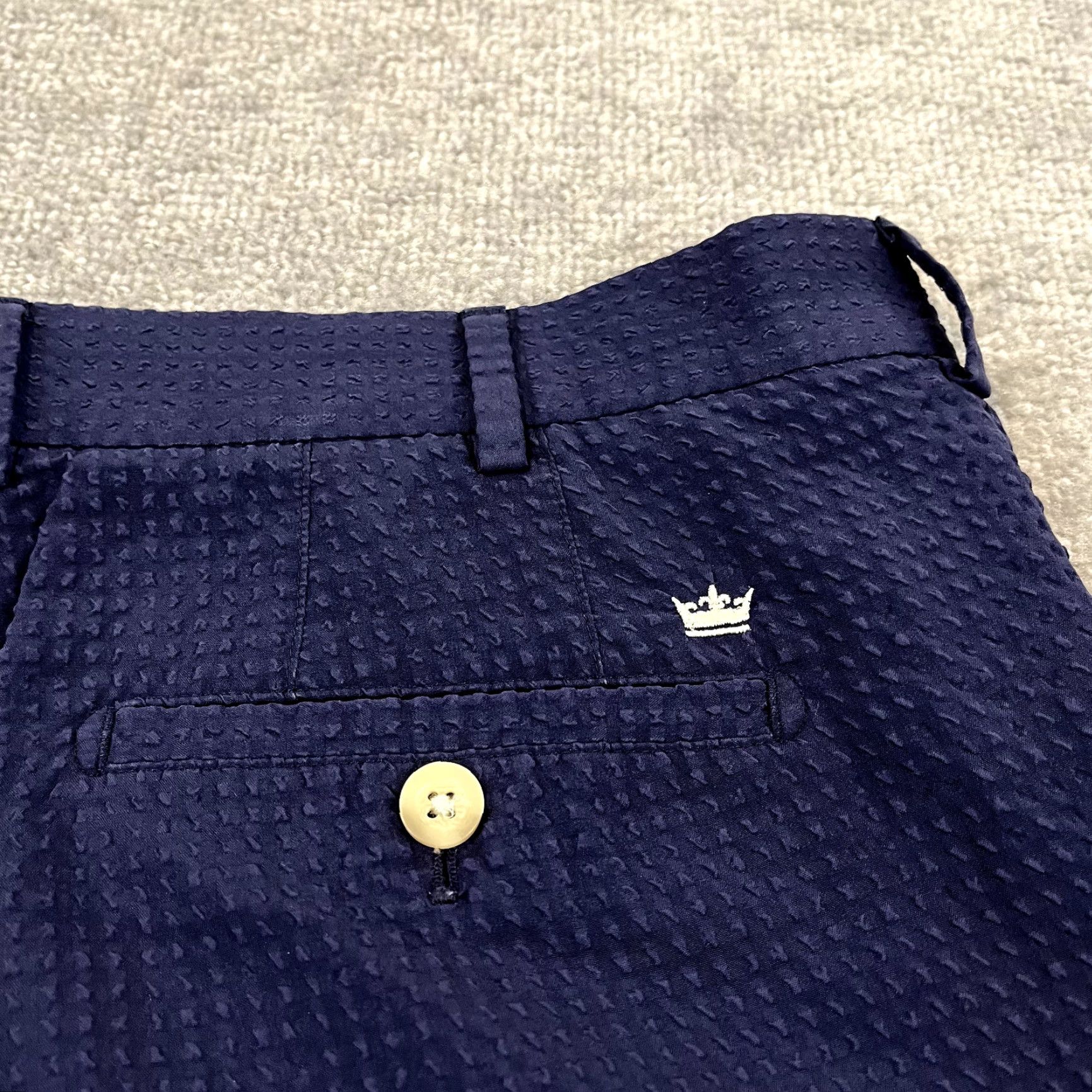 Peter Millar PETER MILLAR Shorts Mens 38 Chino Blue 8" Inseam Textured Golf Performance Crown Logo 5-Pocket Zipper Regular Stretch Breathable Size US 38 / EU 54 - 3 Thumbnail