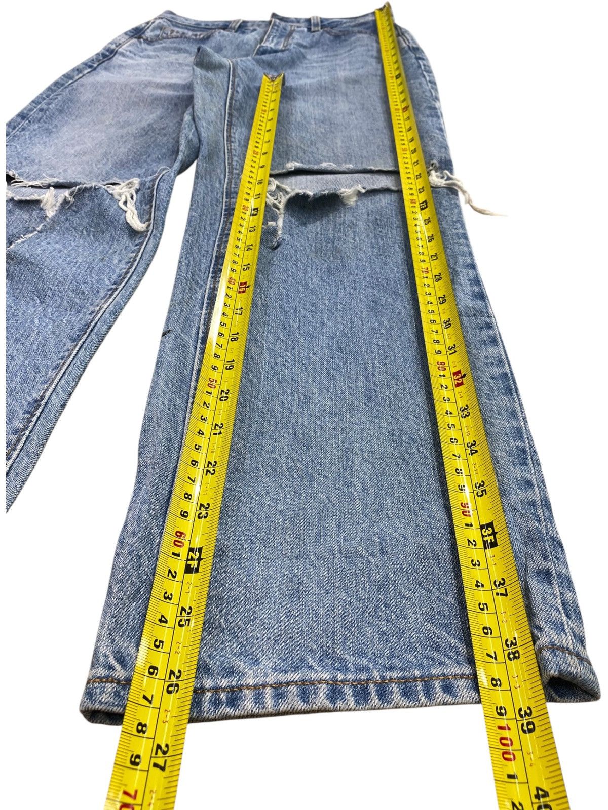 GU Vintage GU Faded Blue Wash Distress Style Jeans Size US 28 / EU 44 - 10 Thumbnail