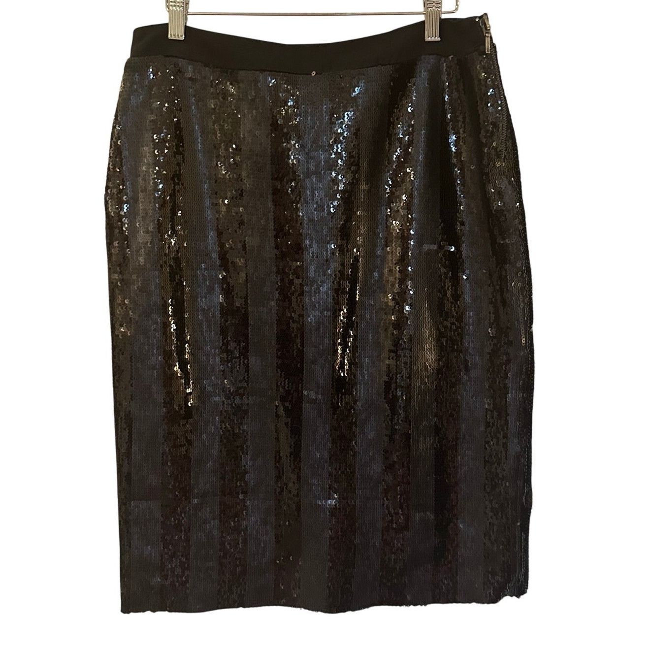 Other Pertegaz Sequin Black Stripe Skirt sz 8 Midi Pencil Skirt Size 30" / US 8 / IT 44 - 1 Thumbnail