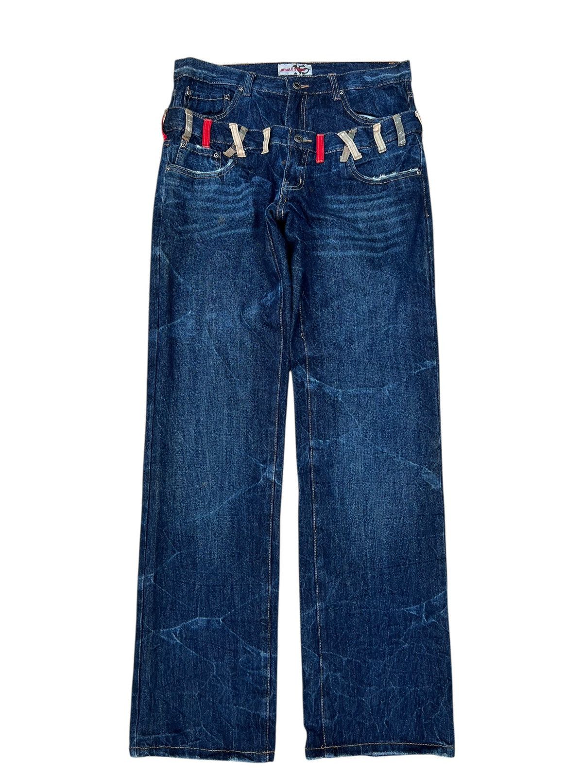 Japanese Brand Stains Denim Double Waist Jungle Storm Japan Jeans Size US 32 / EU 48 - 1 Thumbnail