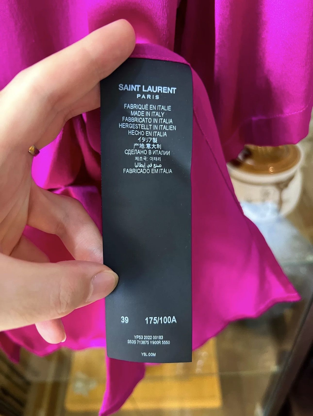 Saint Laurent Paris Saint Laurent Paris SS22 Fuchsia Silk Shirt Sz.39 Size US M / EU 48-50 / 2 - 5 Thumbnail
