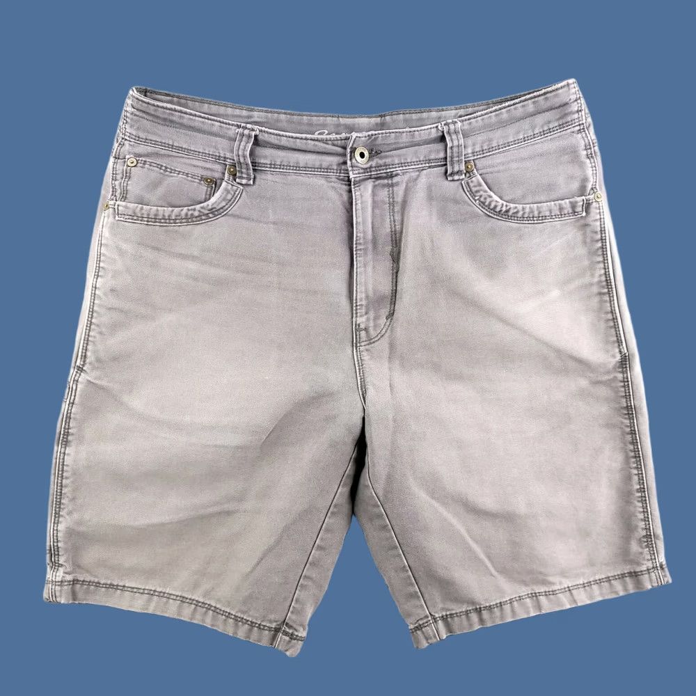 Eddie Bauer Eddie Bauer Jeans Shorts Men 36 Gray Brown Dyed Distressed Denim Biker Vintage: No (adjusted) Size US 36 / EU 52 - 1 Thumbnail