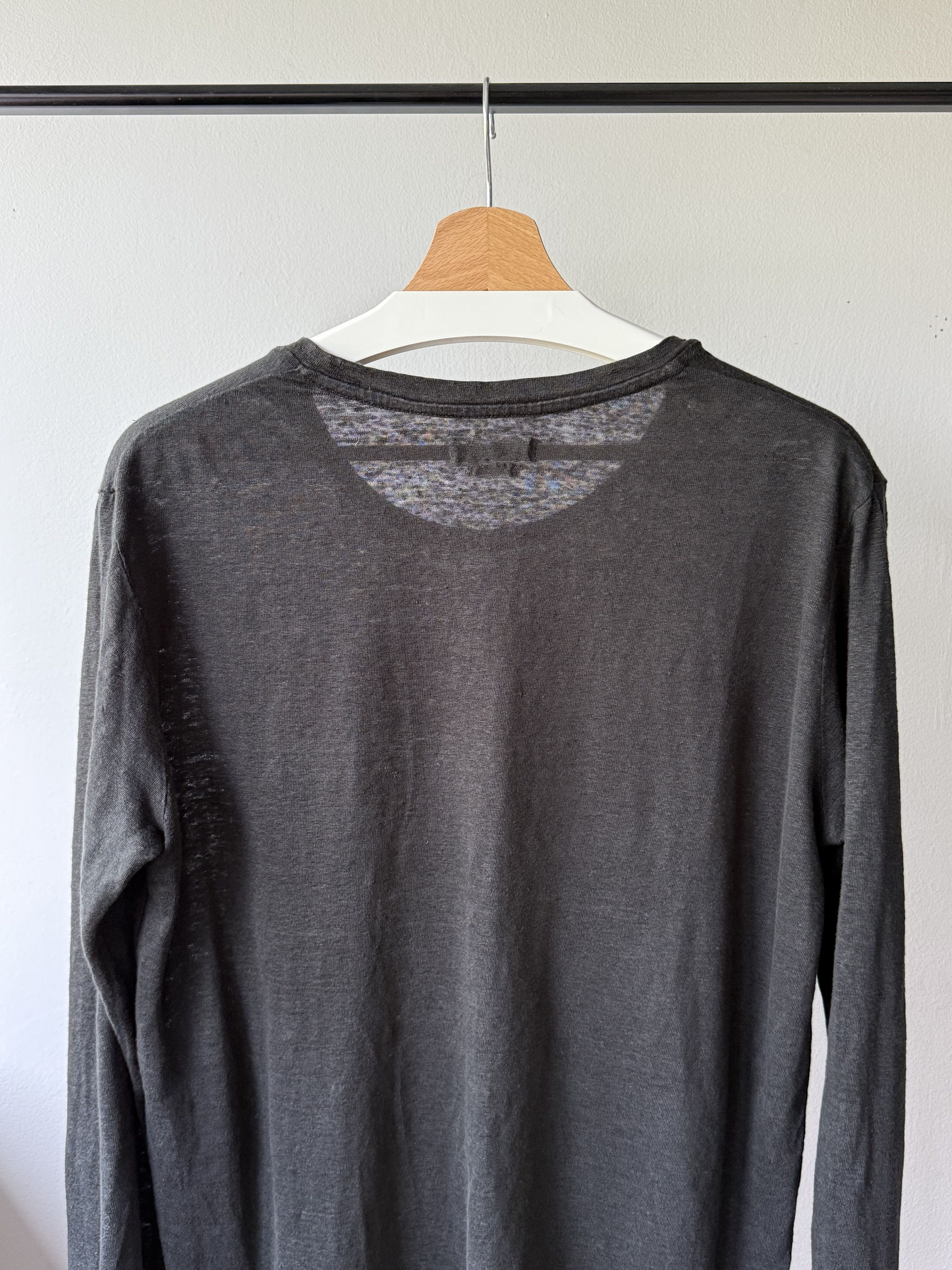 Isabel Marant Etoile Isabel Marant Etoile Kaaron Black Linen Long Sleeve T-Shirt Size L / US 10 / IT 46 - 4 Thumbnail