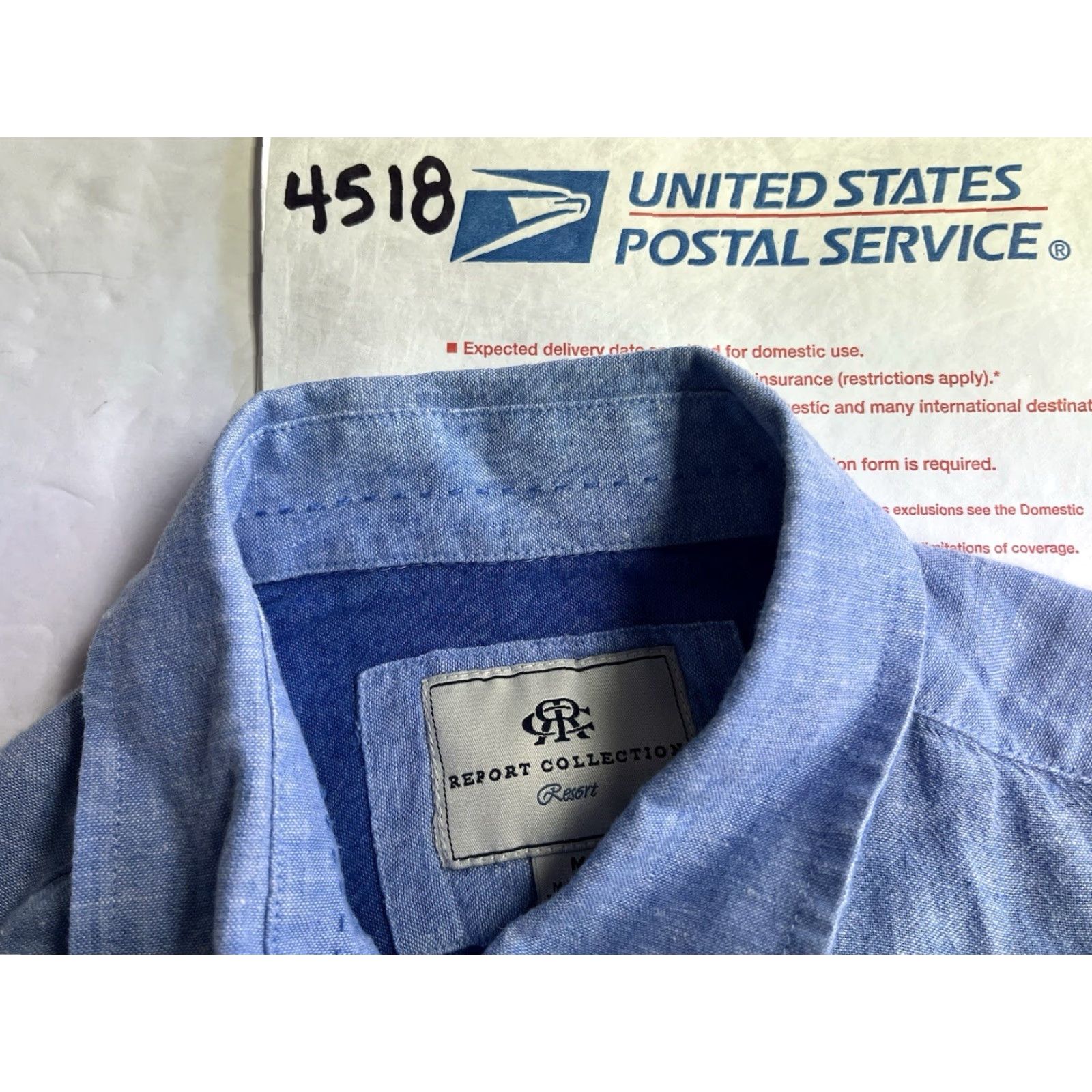 Vintage Report Collection Linen Button up Shirt Blue Mens Size Medium Size US M / EU 48-50 / 2 - 8 Thumbnail