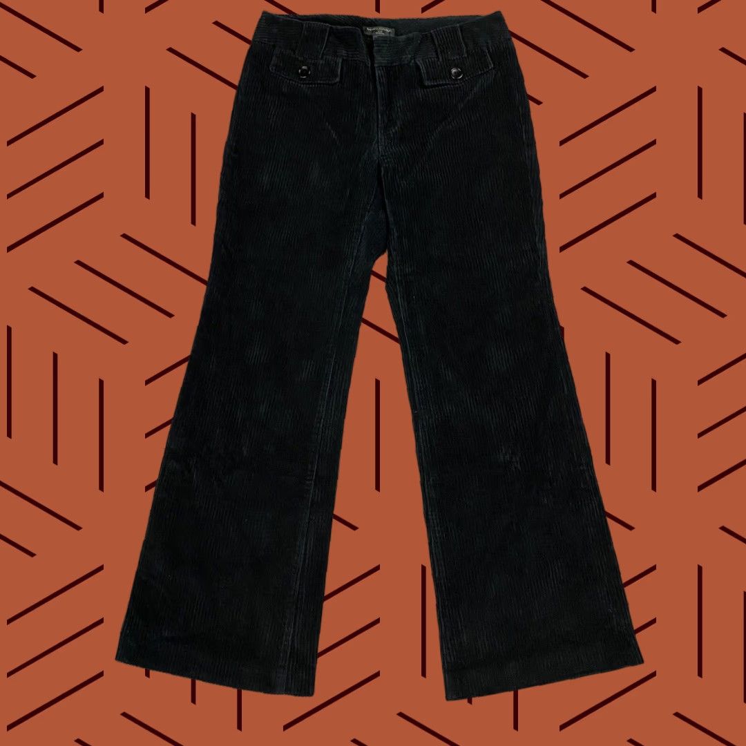 Banana Republic VINTAGE Banana Republic Womens Pants Corduroy Stretch Wide Leg 8 Black 30in Inseam 90s Size 30" / US 8 / IT 44 - 1 Thumbnail