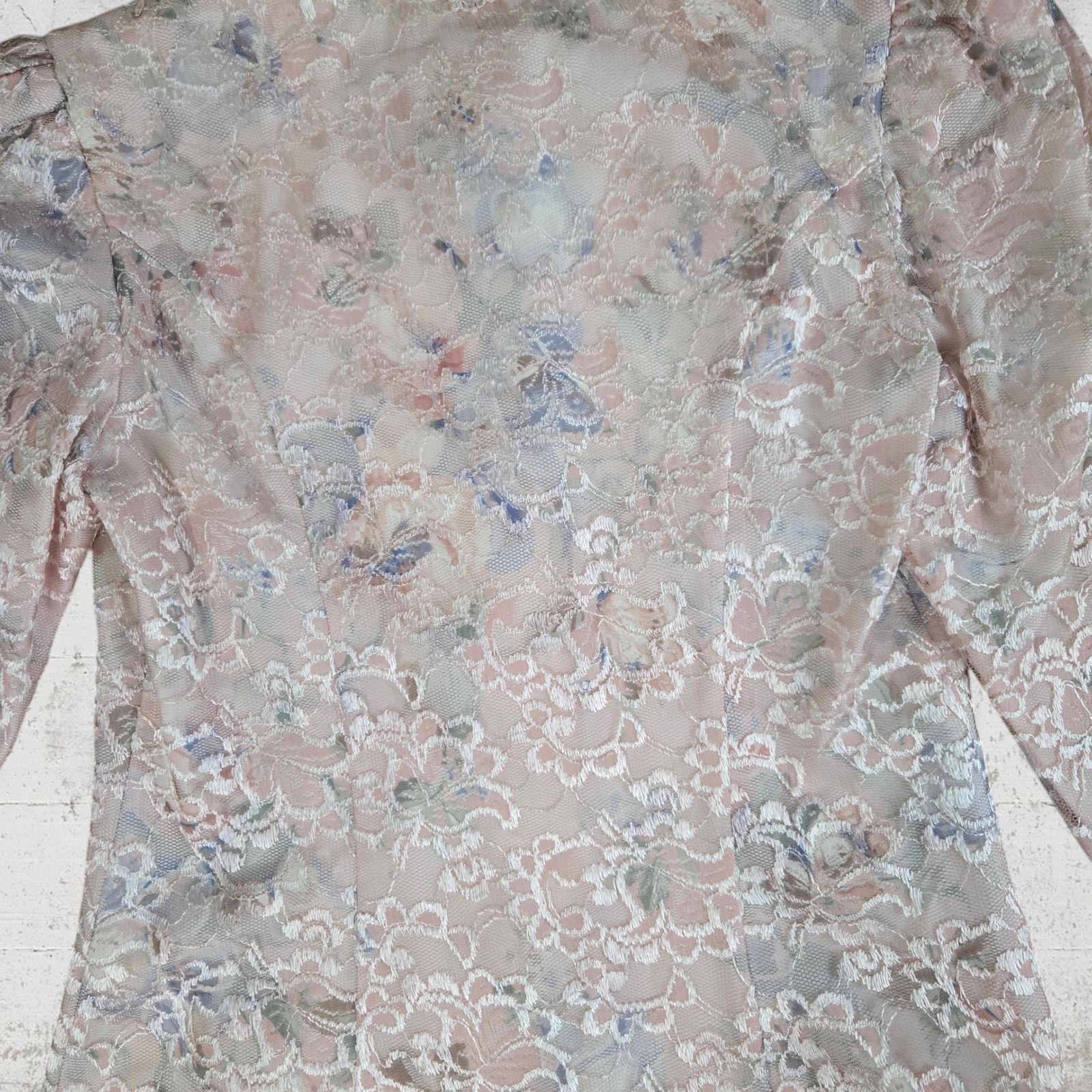 Vintage Vintage Pastel Pink Floral Lace Blazer Size 8 Size M / US 6-8 / IT 42-44 - 9 Thumbnail
