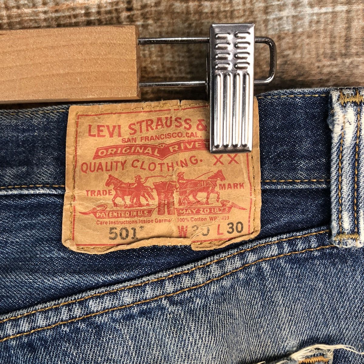 Levi's 501 Levis Blue Distressed ripped Denim Pants #A1443 Size US 30 / EU 46 - 19 Thumbnail