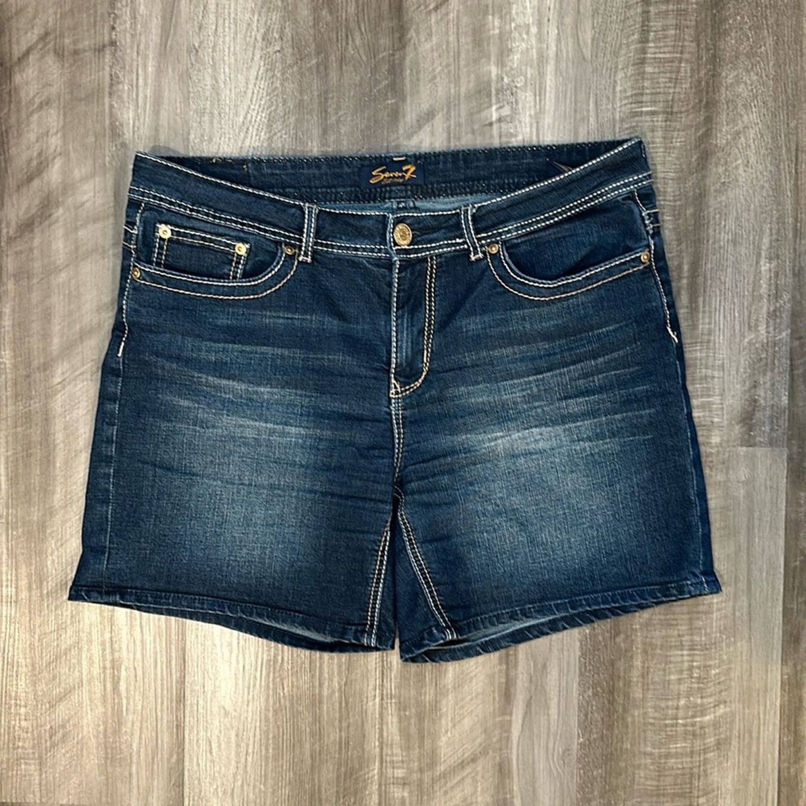 Seven 7 Seven7 Bermuda Stretch Denim Shorts - 14 Size 36" / US 14 / IT 50 - 1 Thumbnail