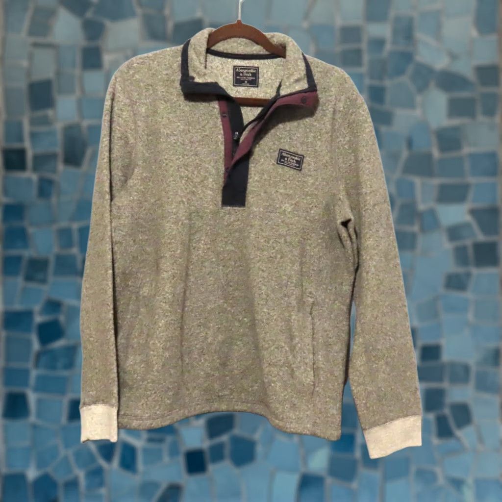 Abercrombie & Fitch VINTAGE Abercrombie & Fitch 1/4 Zip Pullover Sweatshirt Men M Gray Fleece Athletic Long Sleeve Casual Seasonal Classi c Size US M / EU 48-50 / 2 - 1 Thumbnail