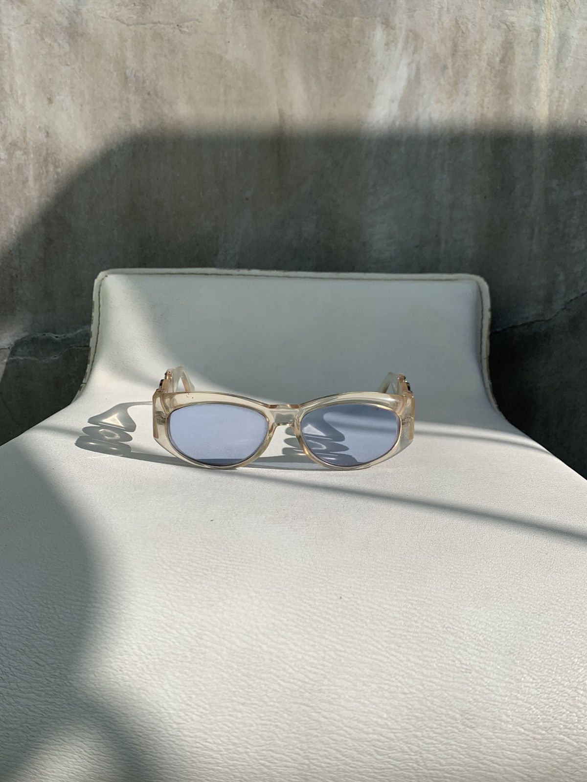 image of Versace Vintage Medusa Transparent Sunglasses in Transparent White, Men's