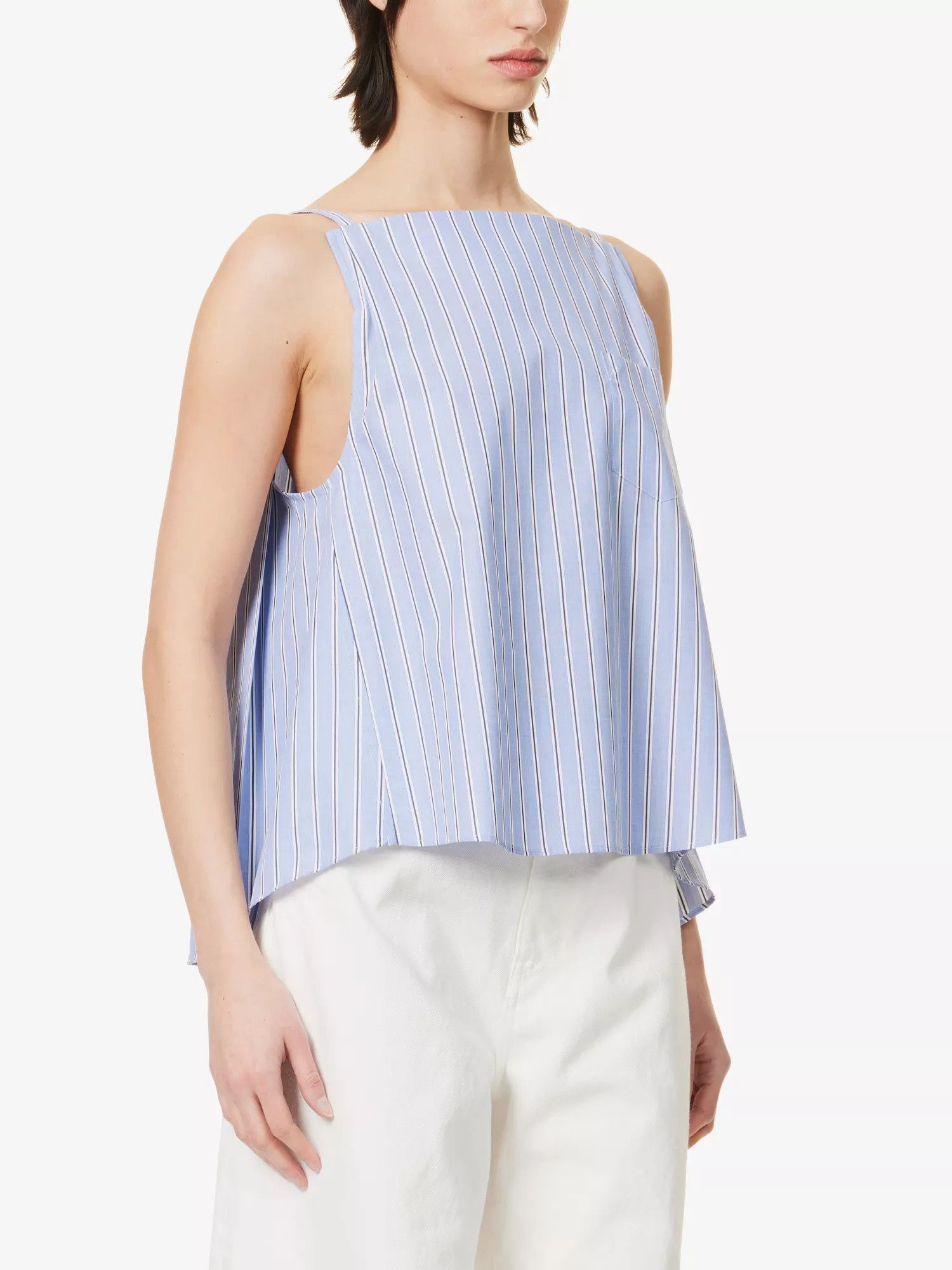 Sacai o1s22i1n0924 Striped Sleeveless Top in Light Blue Size M / US 6-8 / IT 42-44 - 3 Thumbnail