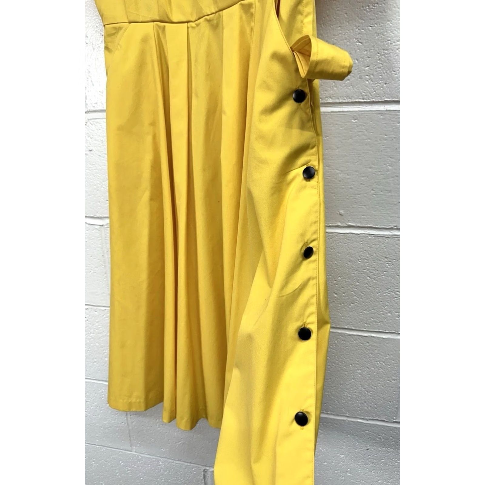 Vintage VINTAGE Sunshine Starshine Yellow Shirt Dress 16 Button Side Belted 80s Mod Dress Boys? Wait Size XXL / US 16-18 / IT 52-54 - 3 Thumbnail