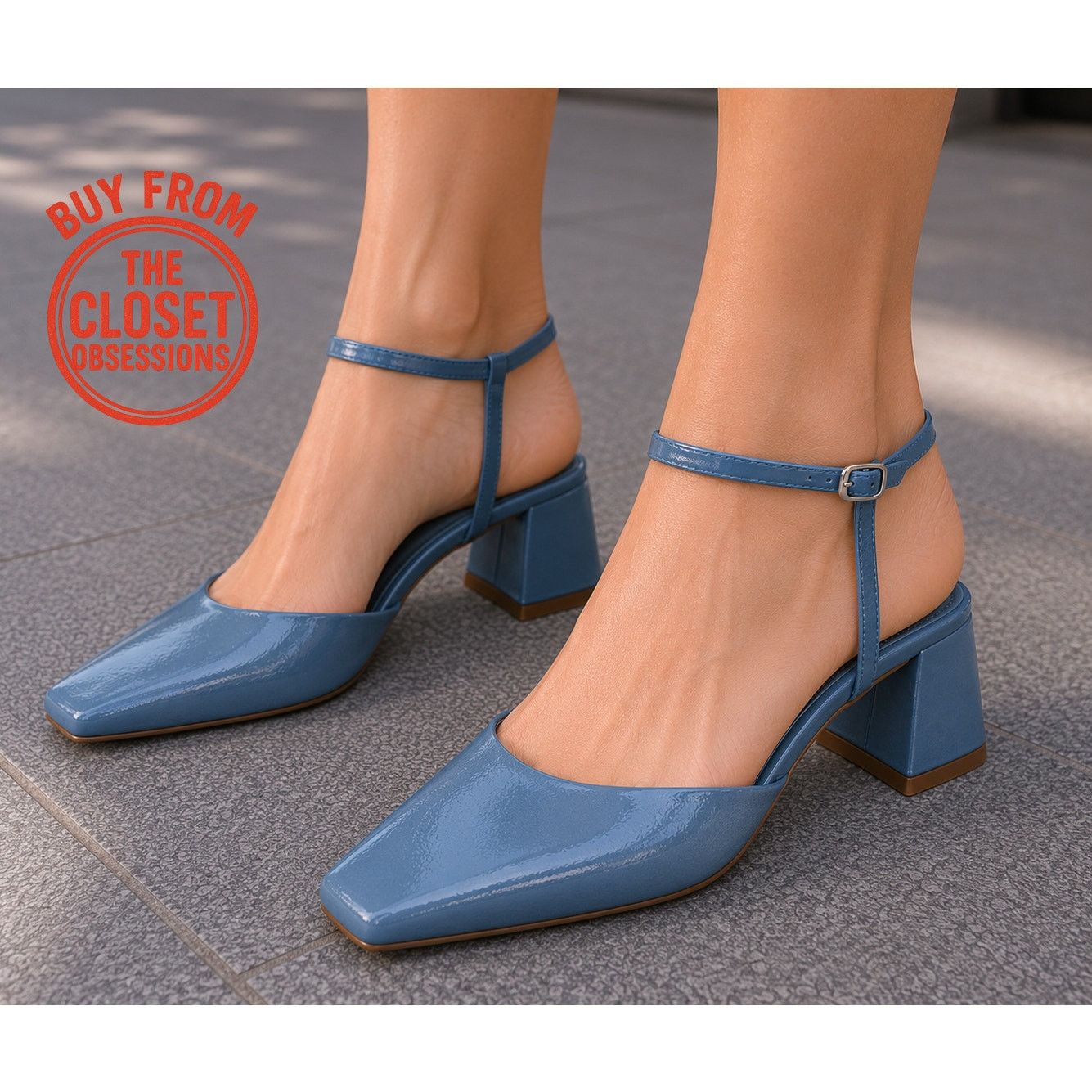 Zara Zara Blue Square Toe Slingback Block Heels NWT Size US 7.5 / IT 37.5 - 1 Thumbnail