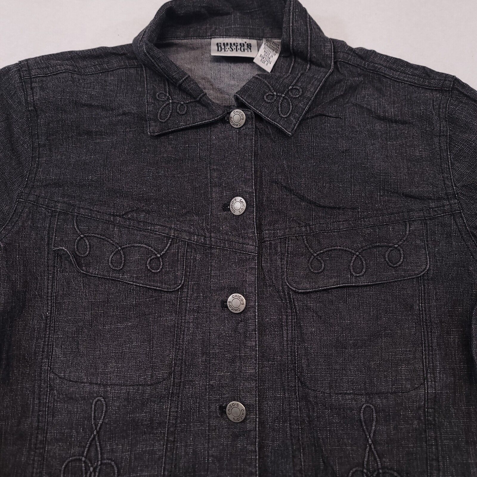 Chicos Chicos Design Button Up Denim Shirt Womens Size 0 Black Size XS / US 0-2 / IT 36-38 - 1 Thumbnail