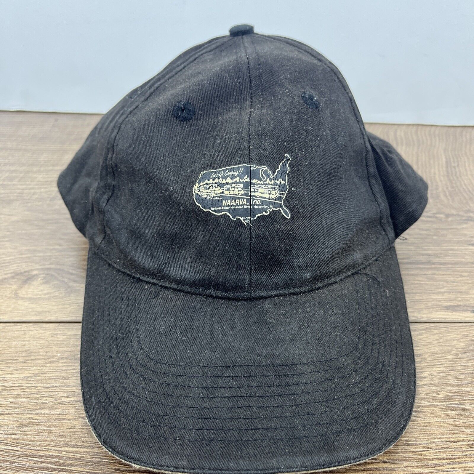 Other NAARVA Inc Hat Lets Go Camping Black Hat Adjustable Adult Si Size ONE SIZE - 3 Thumbnail