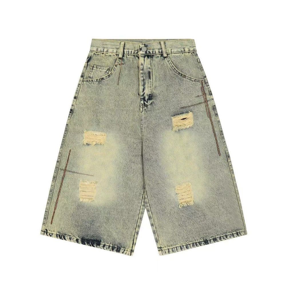 Jean Men's punk distressed washed denim shorts Size US 32 / EU 48 - 1 Thumbnail