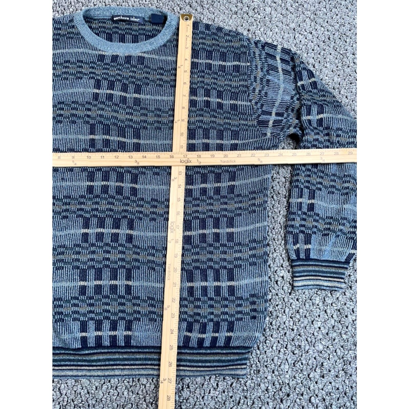 Vintage VINTAGE Northern Isles Sweater Adult Large Gray Lightweight Knit Geometric 80s 90s Mens Pullover Crew Neck Size US L / EU 52-54 / 3 - 5 Thumbnail