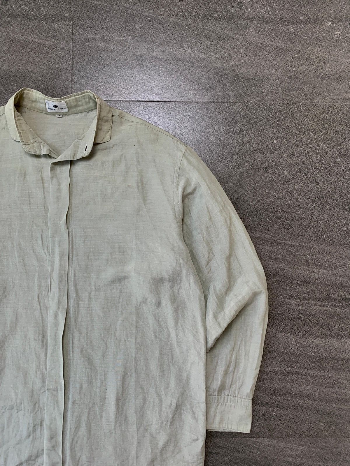 Issey Miyake FREE TAX! 90s Trashed Polyester Shirt - Small Size US M / EU 48-50 / 2 - 3 Thumbnail