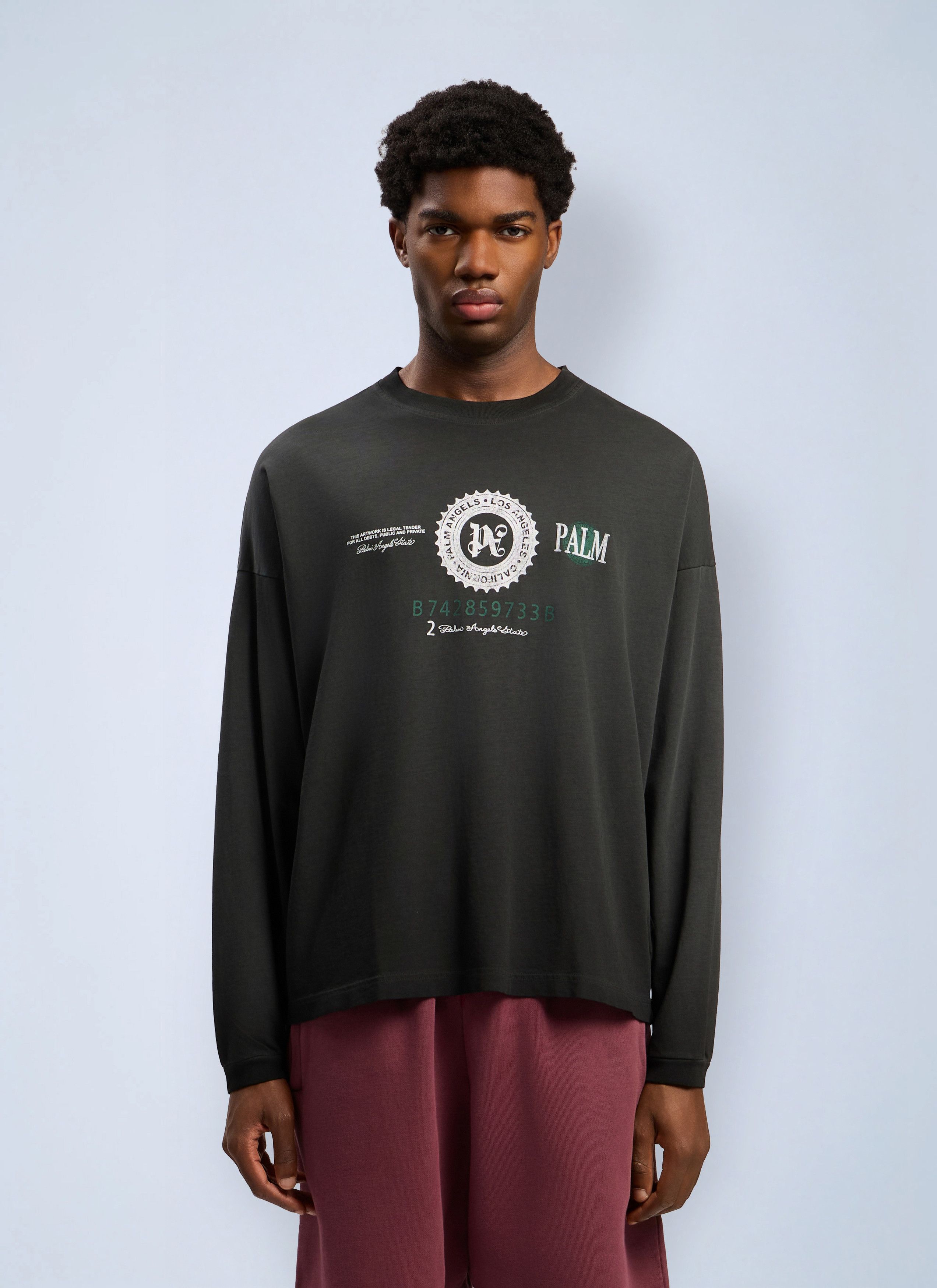 Palm Angels Dollar Graphic Long Sleeve T-Shirt Size US M / EU 48-50 / 2 - 1 Thumbnail