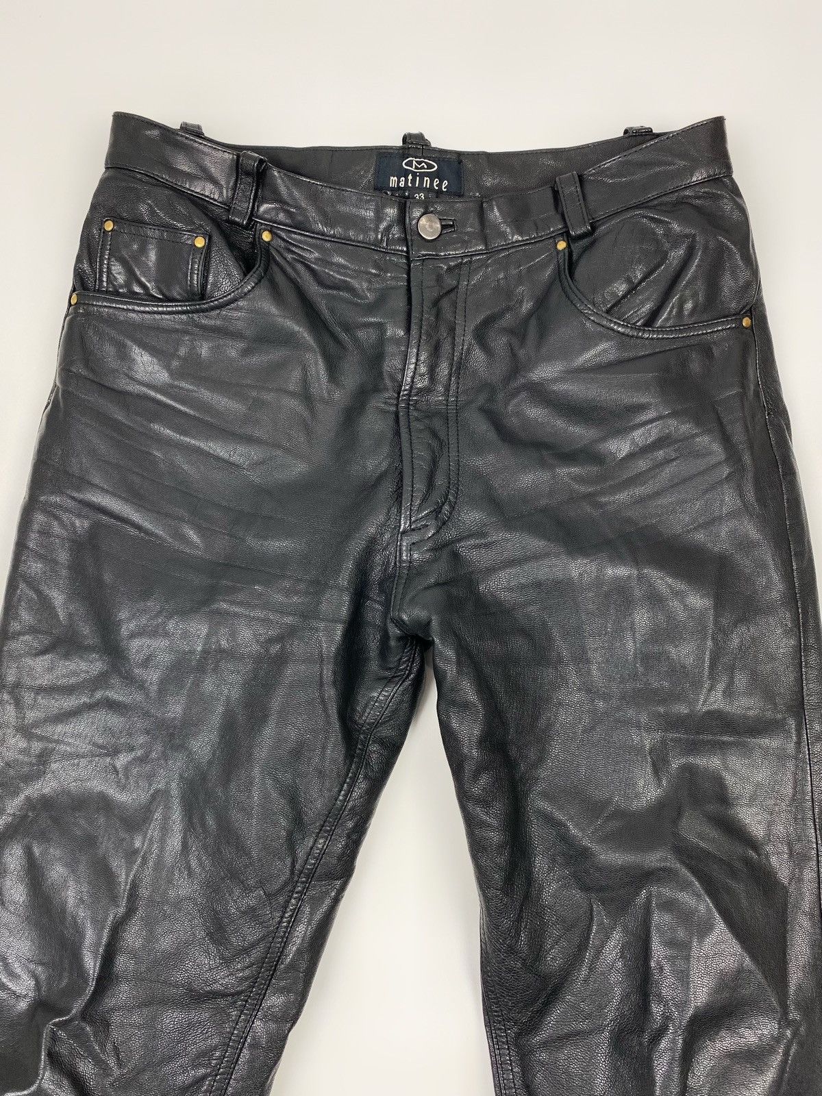 Vintage 1990’s Vintage Matinee Black Leather Biker Pants Size US 33 - 2 Thumbnail