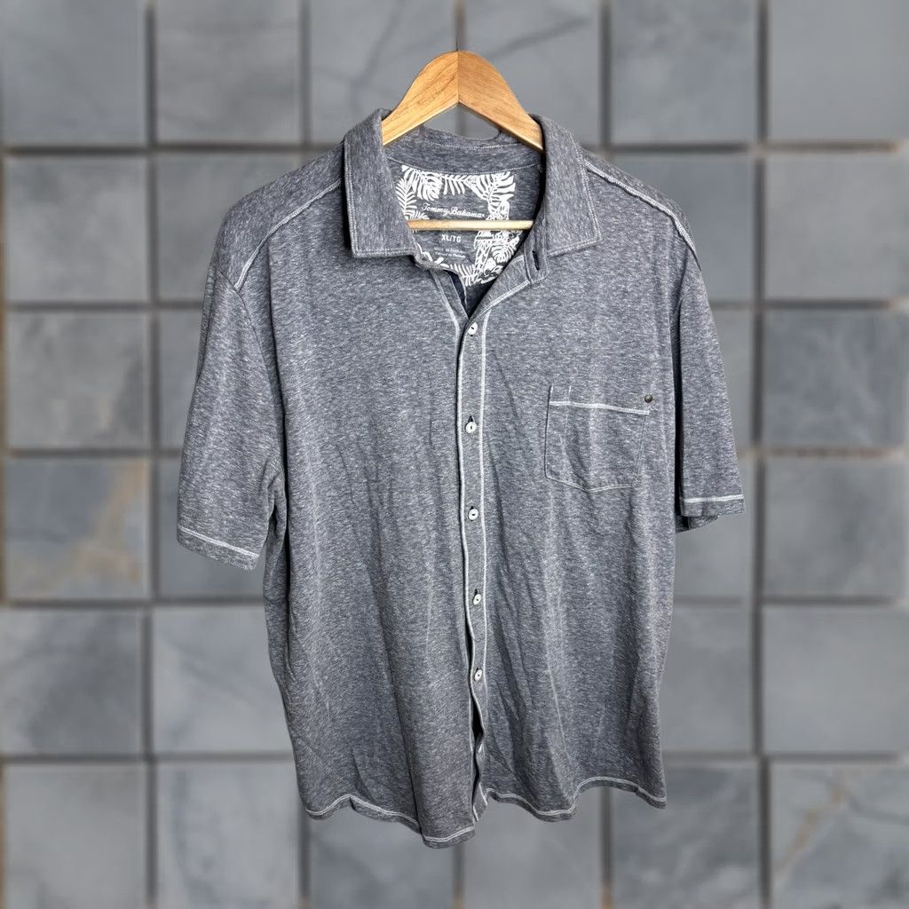 Tommy Bahama Tommy Bahama Shirt Mens XL Tall Gray IslandZone Short Sleeve Button Up Casual Size US XL / EU 56 / 4 - 1 Thumbnail