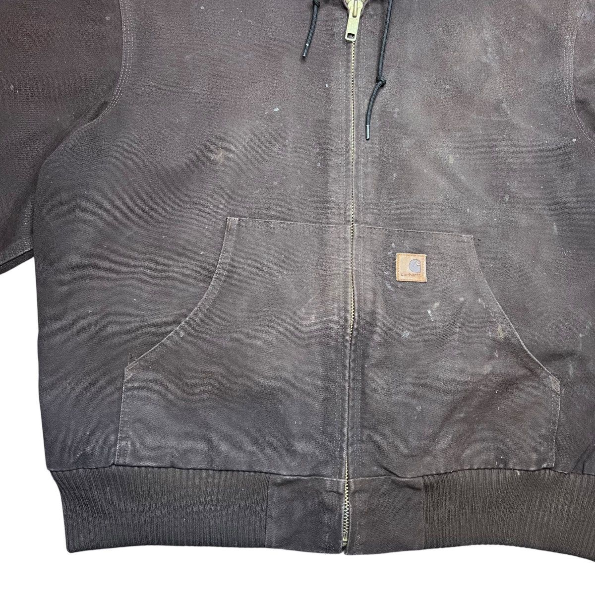 Carhartt Vtg 2000s Carhartt J130 DKB Hooded Dark Brown Canvas Jacket Size US L / EU 52-54 / 3 - 9 Thumbnail