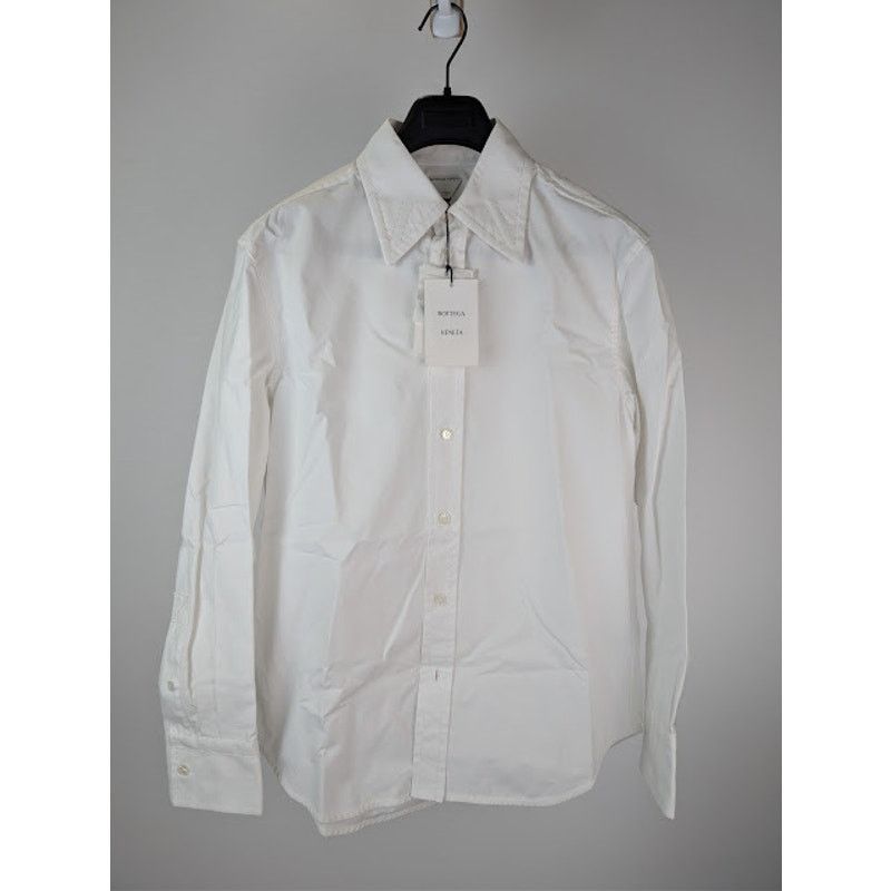 Bottega Veneta o1rshd1 Compact Cotton Canvas Shirt in White Size US S / EU 44-46 / 1 - 2 Thumbnail