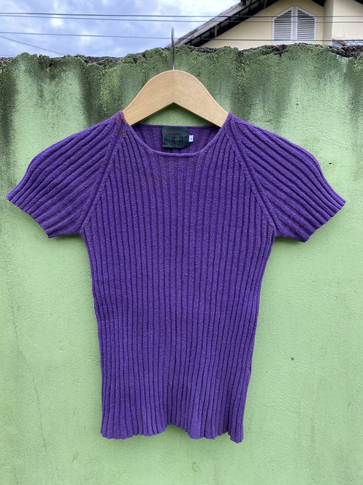Yohji Yamamoto Yohji Yamamoto D’URBAN A.A.R Vintage Ribbed Purple Knit Tee Size ONE SIZE - 1 Thumbnail