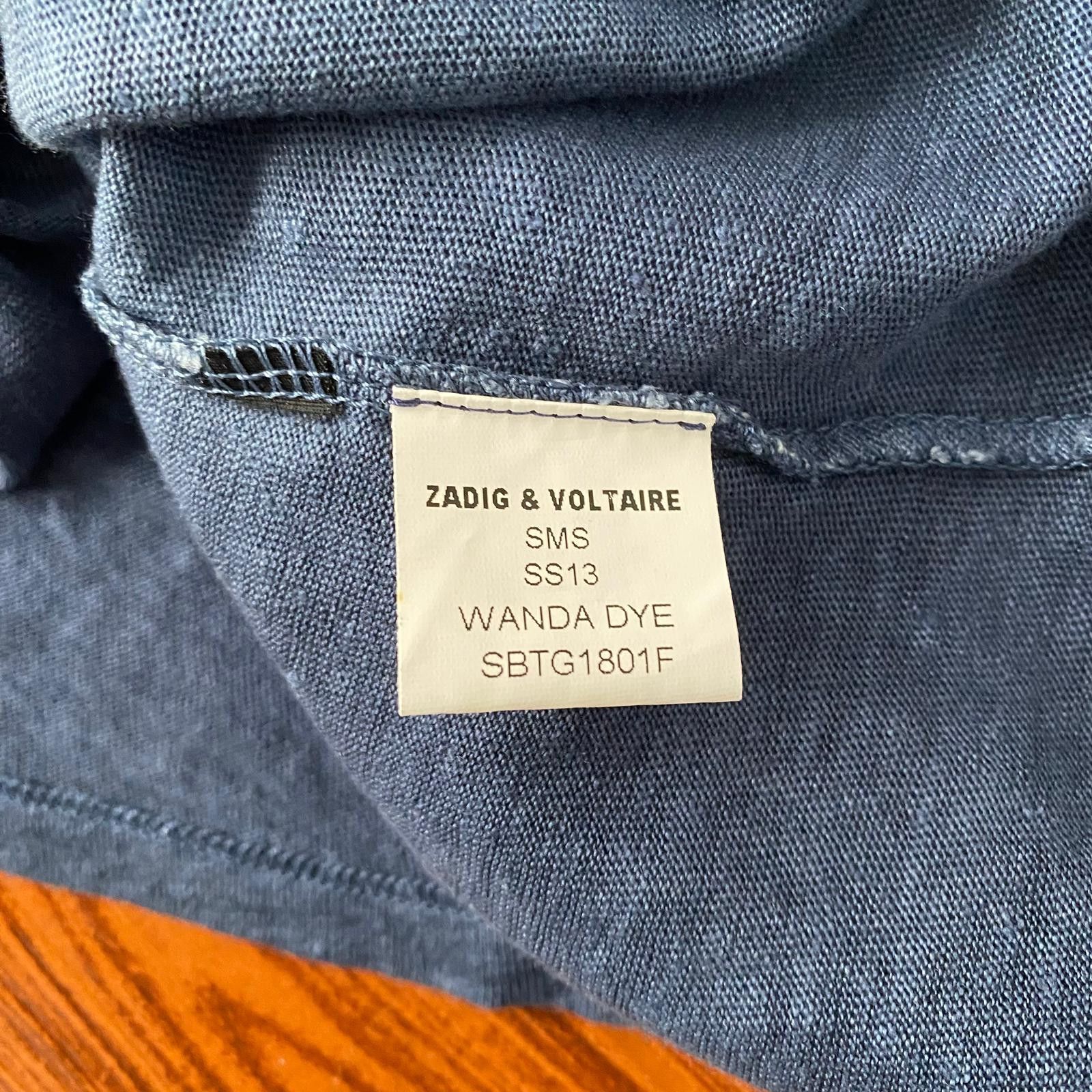 Zadig & Voltaire White and Blue Wanda Ombre Linen T-Shirt Size M / US 6-8 / IT 42-44 - 6 Thumbnail