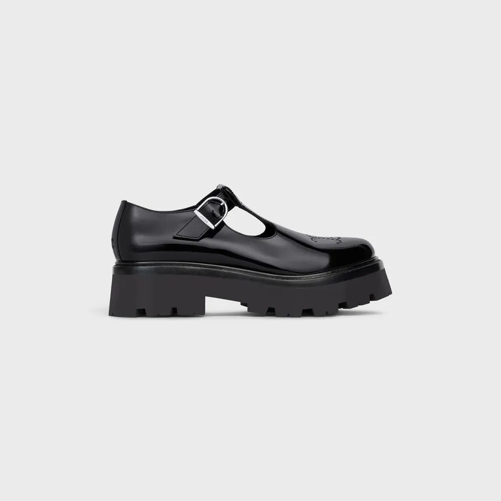 Celine o1bcso1str0724 Triomphe Perforated Patent Calfskin Black Size US 8 / IT 38 - 1 Thumbnail