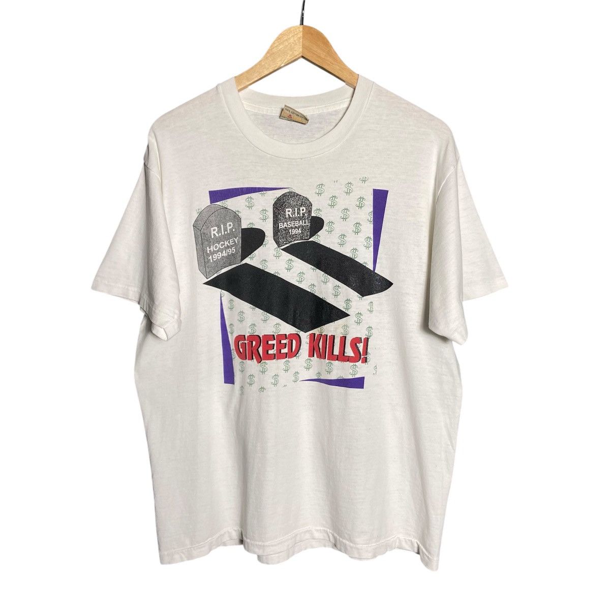 Vintage Vintage 90s Greed Kills Parody T-Shirt Size US L / EU 52-54 / 3 - 1 Thumbnail
