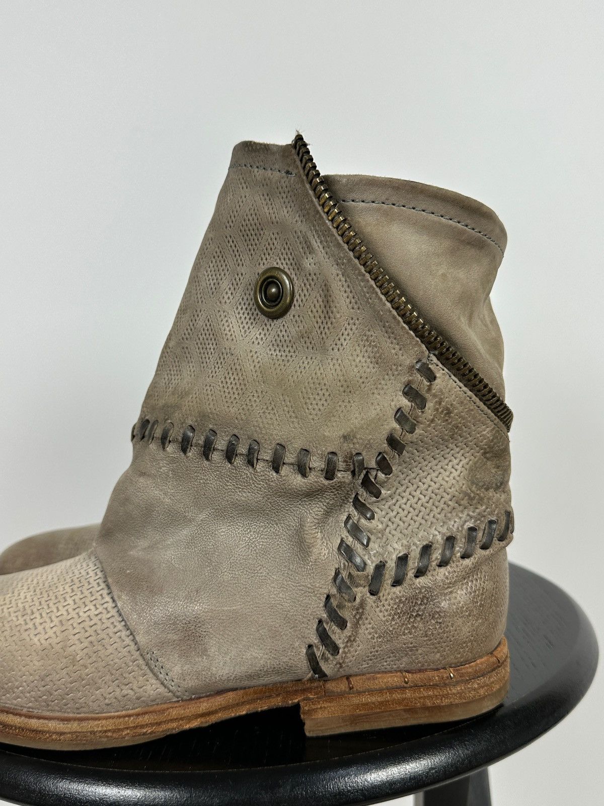 Other A.S.98. Airstep Leather Biker Zip Ankle Boots Size US 7 / IT 37 - 12 Thumbnail