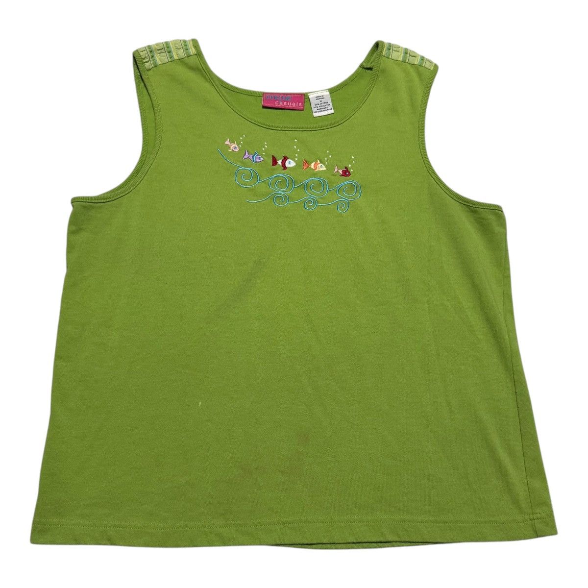 Vintage Vintage 2000s Green Fish Emboridered Tank Top Women's M FLAW Size M / US 6-8 / IT 42-44 - 1 Thumbnail