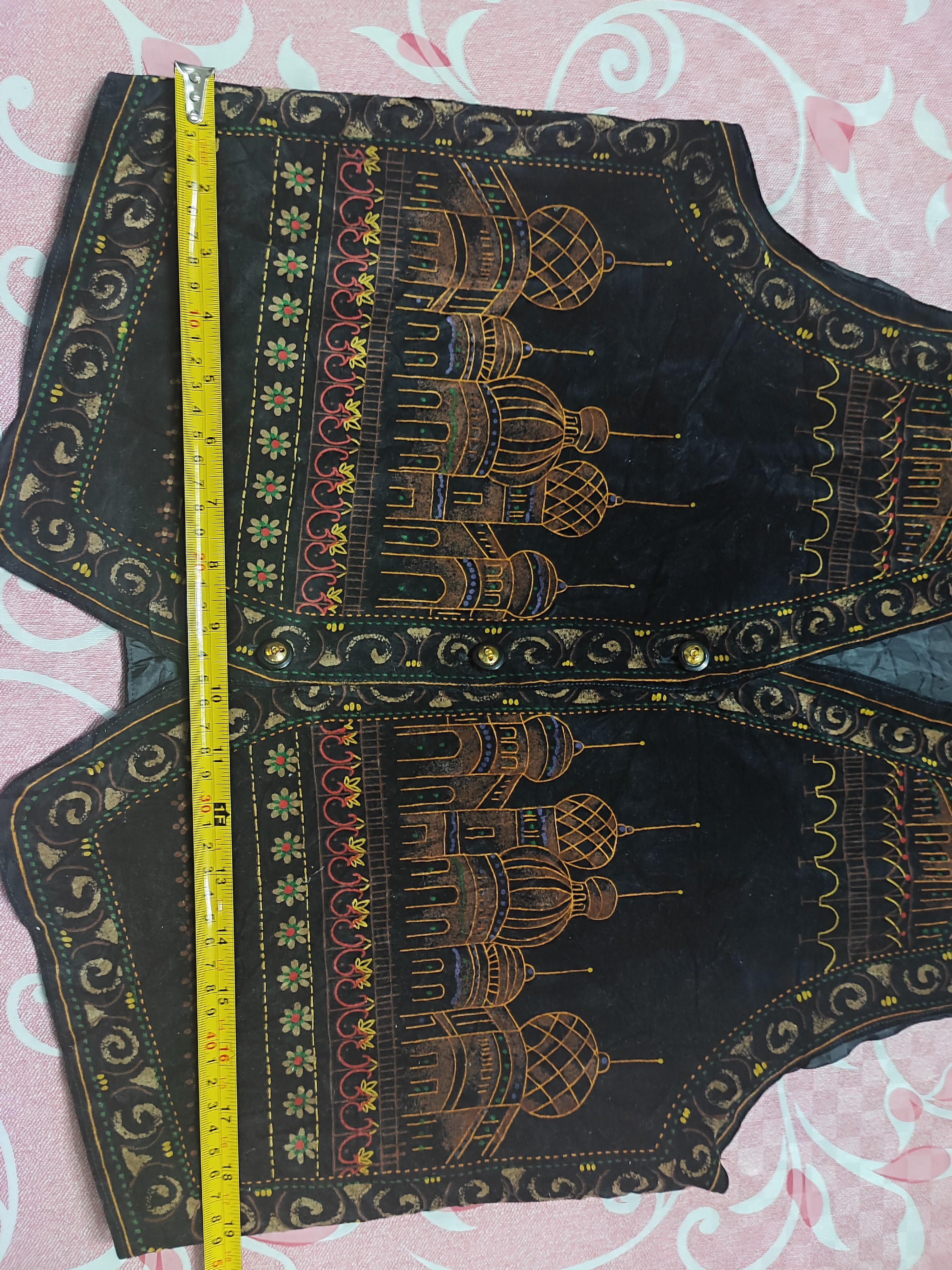 Japanese Brand Rolens Velvet Vest Silk Building Print Rare Design Size US M / EU 48-50 / 2 - 3 Thumbnail