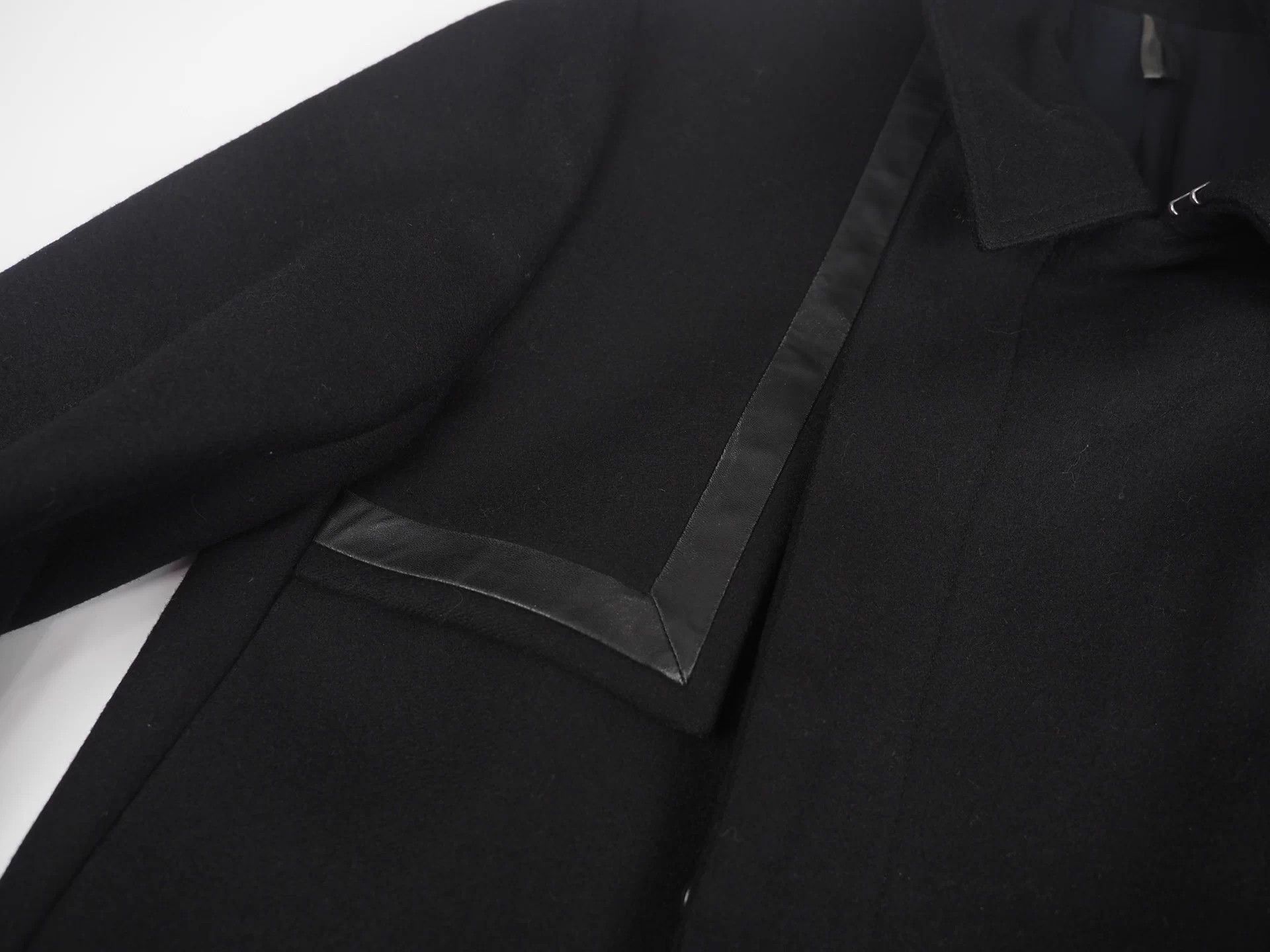 Dior DIOR Black Wool Blend Leather Trimmed Coat IT46 Size US S / EU 44-46 / 1 - 7 Thumbnail