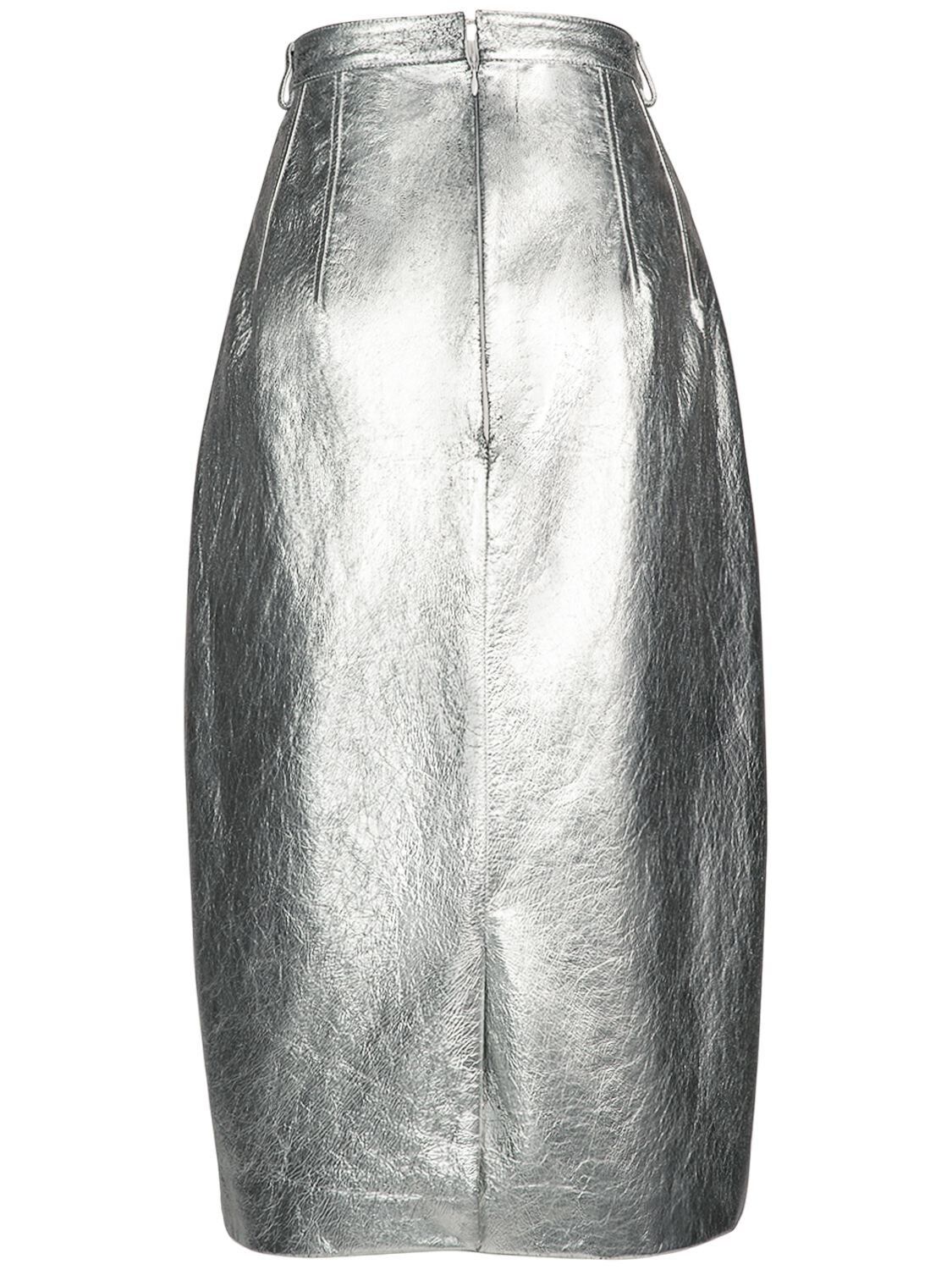 Balenciaga o1y0625 Midi Skirt in Silver Size 28" / US 6 / IT 42 - 2 Thumbnail
