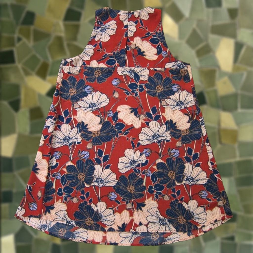 Vintage Artisan NY Red Blue White Floral Sleeveless Tunic Tent Tank Sun Shift Dress 6 Size M / US 6-8 / IT 42-44 - 1 Thumbnail