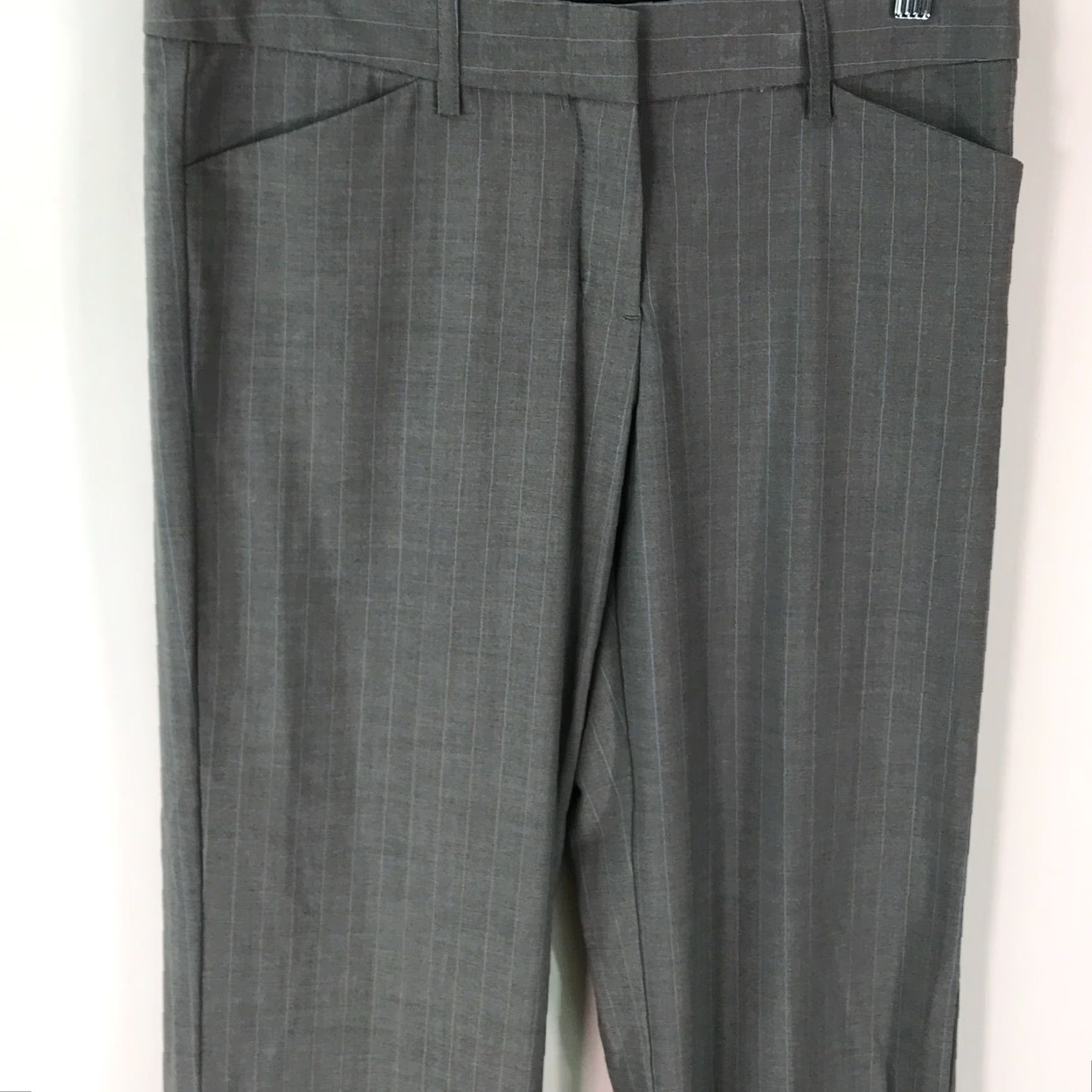 Express Express Design Studio Editor Womens Flat Front Striped Gray Dress Pants Size 6 Size 28" / US 6 / IT 42 - 3 Thumbnail