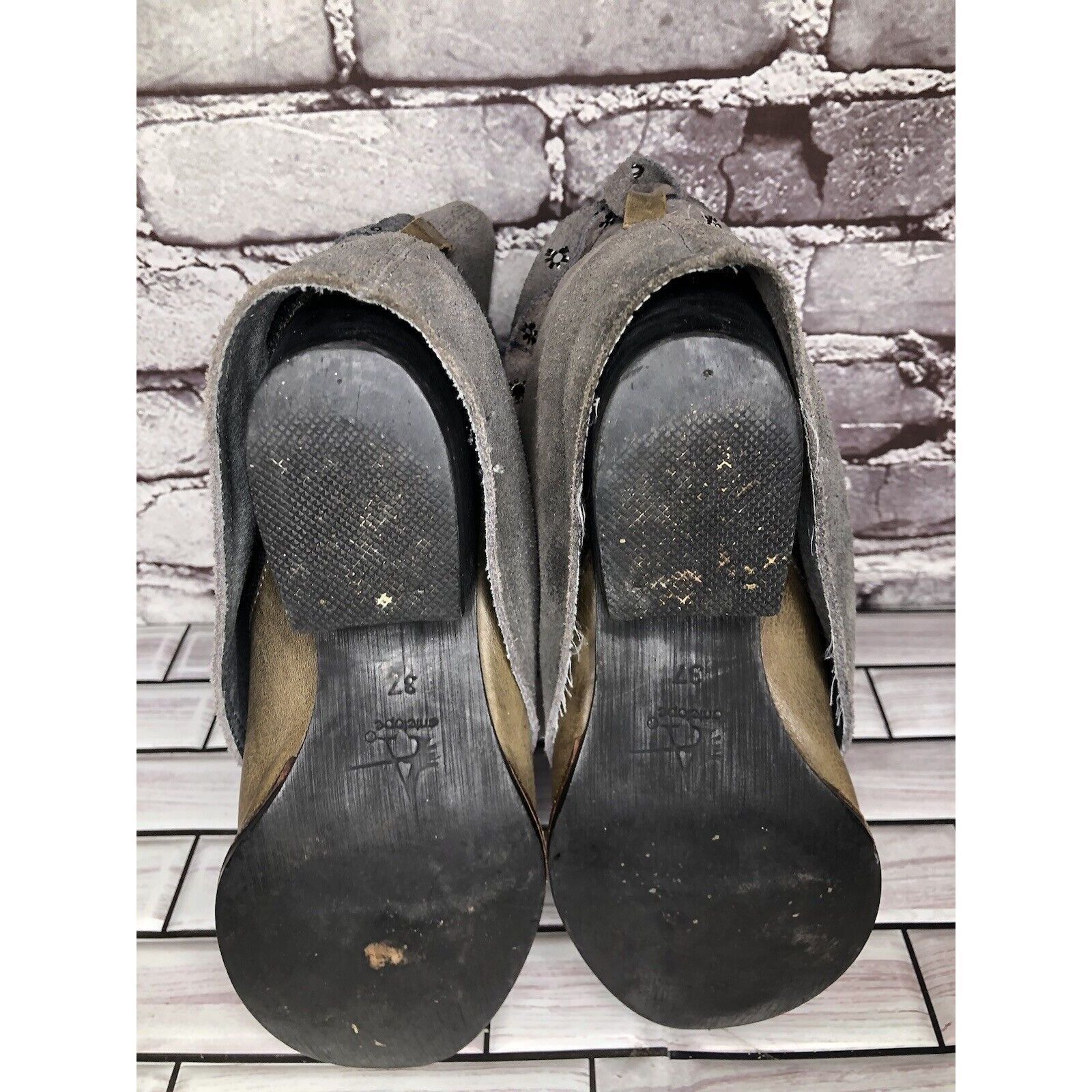 Other Antelope Gray Suede Taupe Leather Dress Casual Heel Boots Wo Size US 6.5 / IT 36.5 - 11 Thumbnail